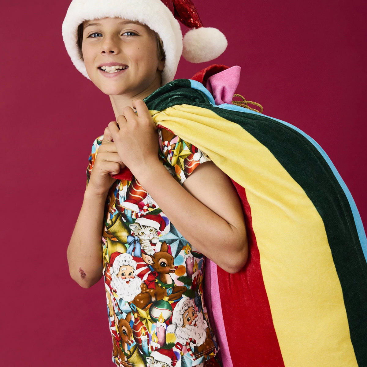 Kip & Co Velvet Santa Sack - Rainbow Joy