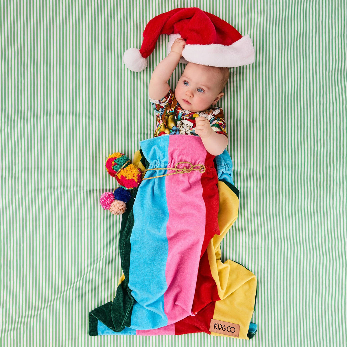 Kip & Co Velvet Santa Sack - Rainbow Joy