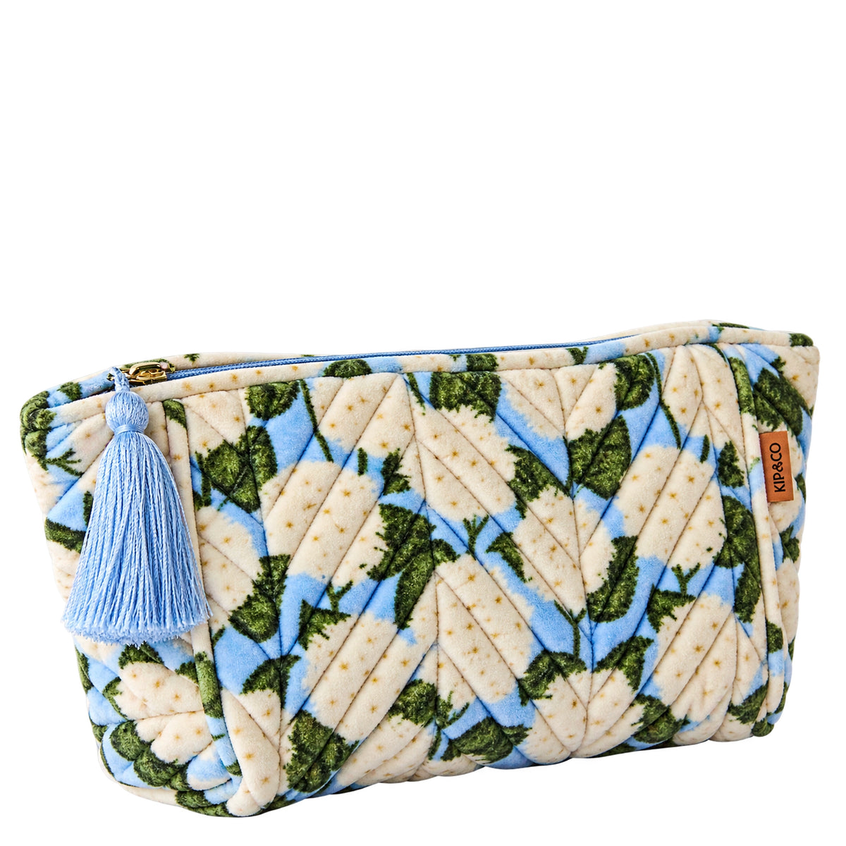 Kip & Co Velvet Toiletry Bag - Hydrangea Blue