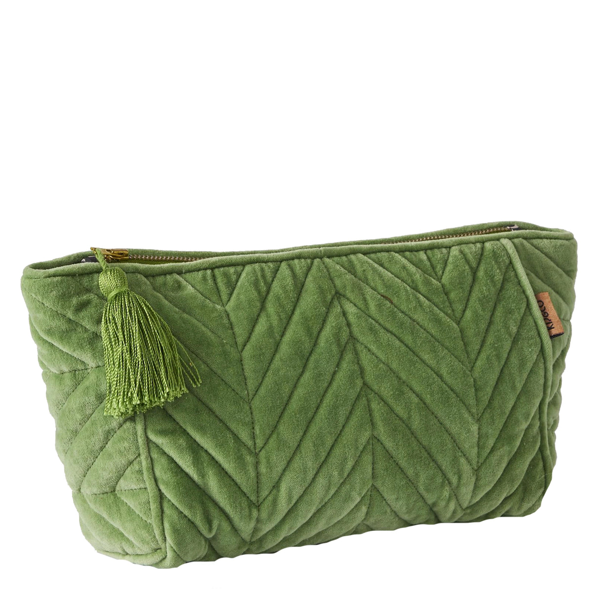 Kip & Co Velvet Toiletry Bag - Pesto