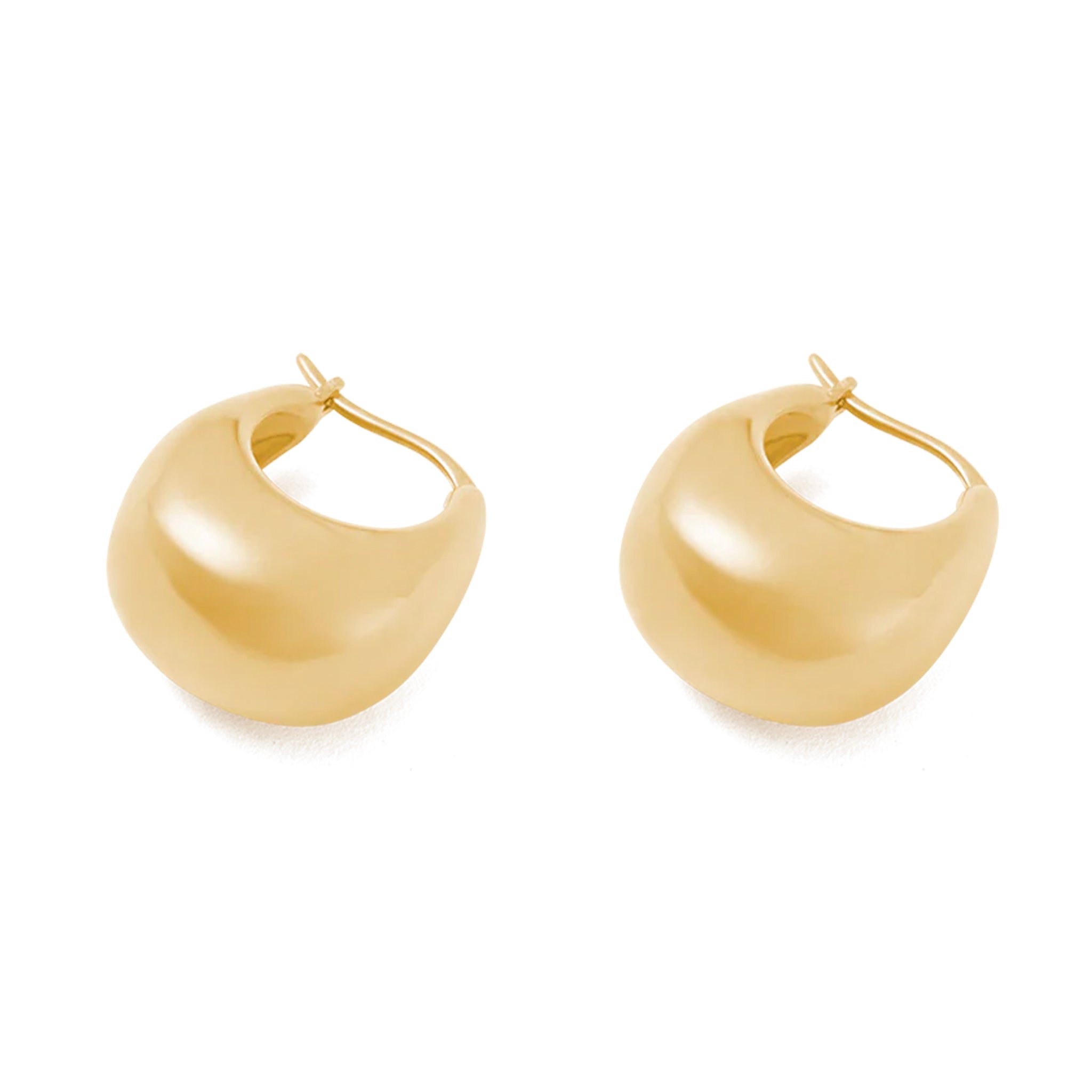 Gold hoop earrings on a white background