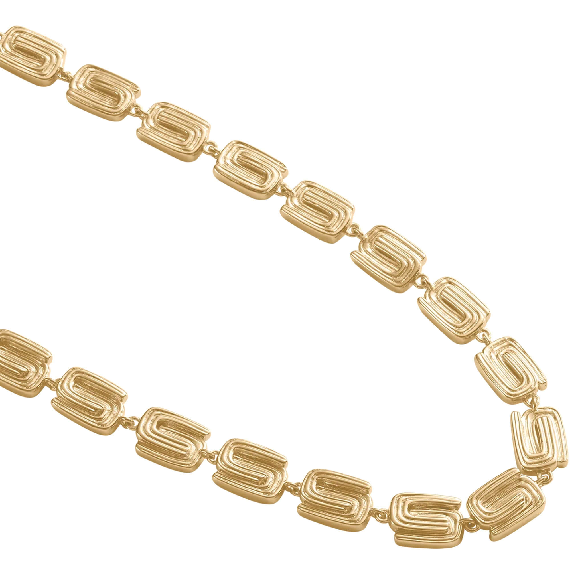 Alt Tag: Kirstin Ash Place Collection Mondo Bracelet in 18k gold vermeil with interlinked ripple-textured statement links