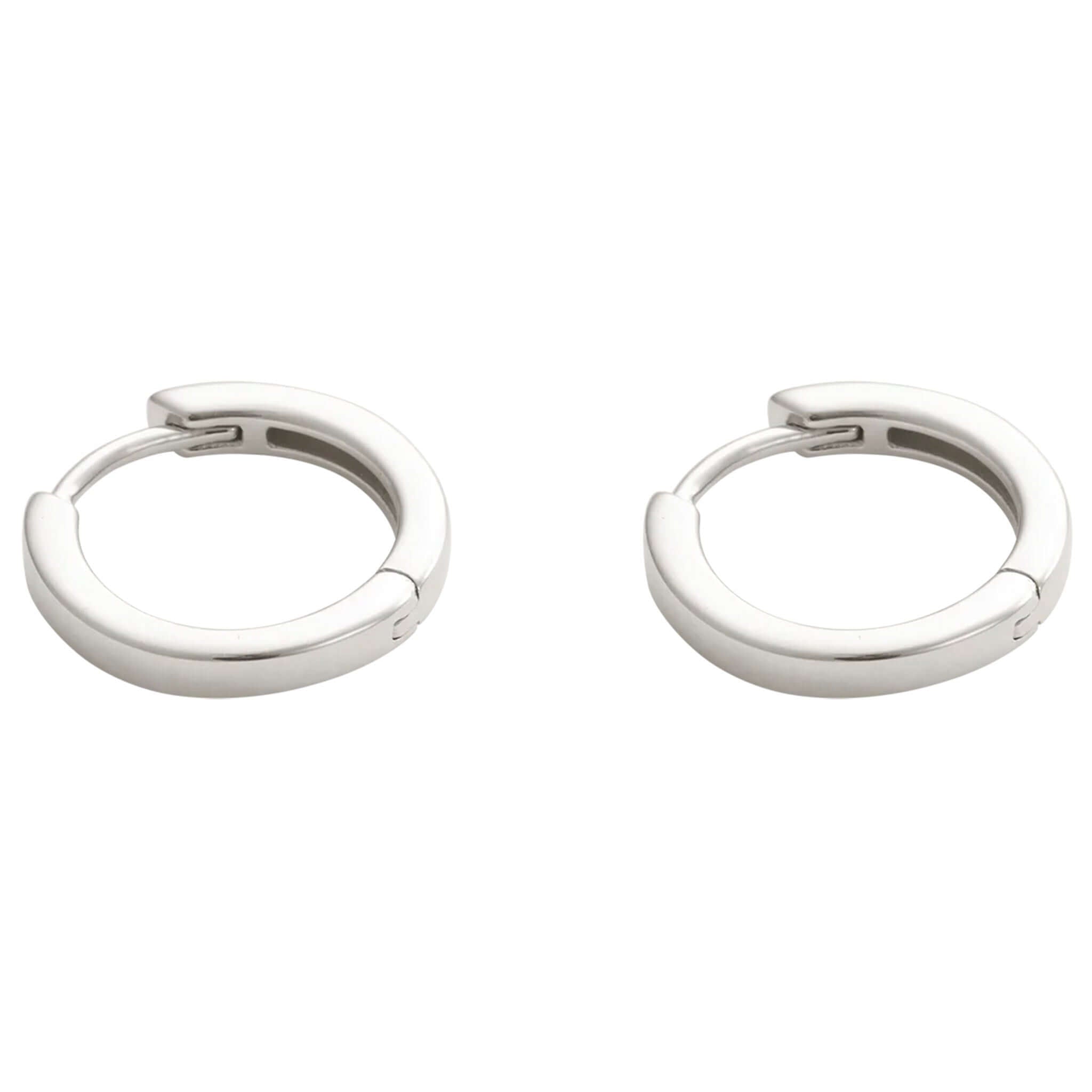 Alt Tag: Kirstin Ash Vista Collection Contour Hoop Earrings in sterling silver, softly sculpted polished hoop earrings pair