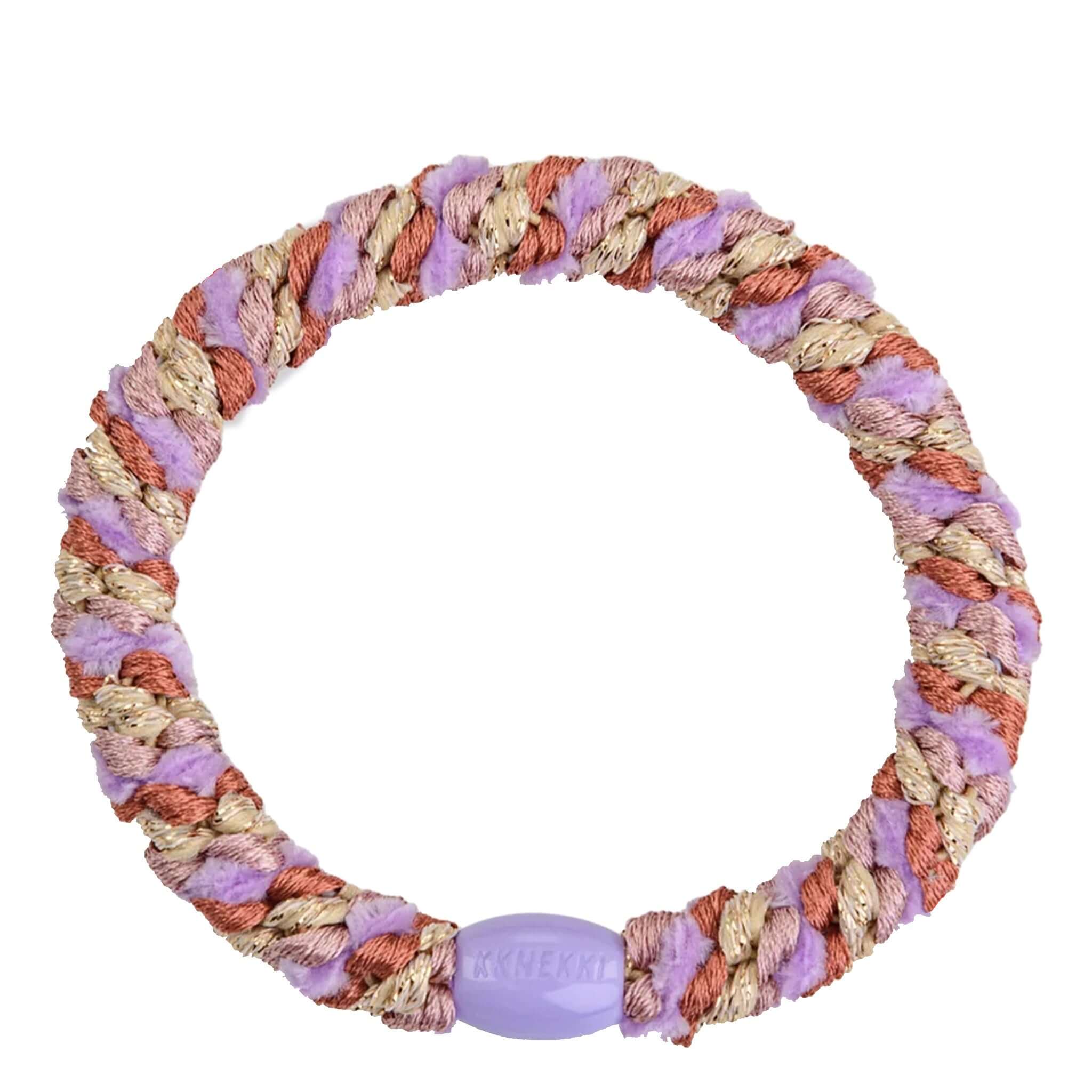 Kknekki Hair Tie - Mix Pear Terracotta features a woven design in purple and terracotta tones.