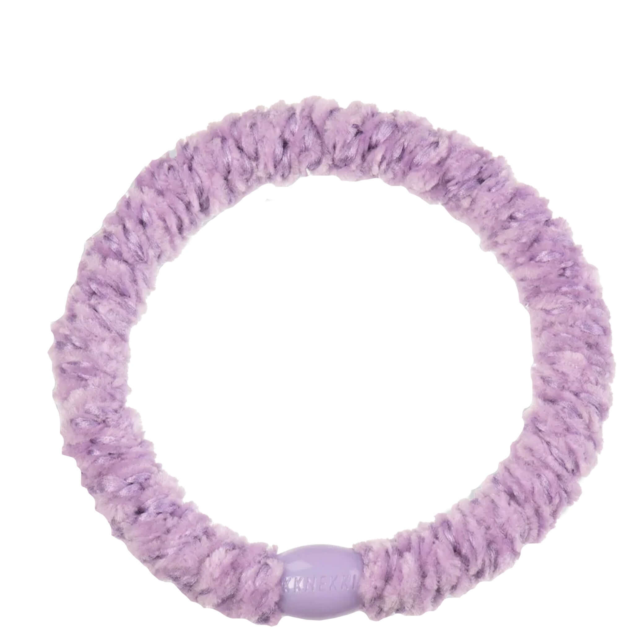 Alt Tag: Kknekki Hair Tie - Velvet Lavender velvet woven hair tie with no-damage strong hold, waterproof and fade-resistant
