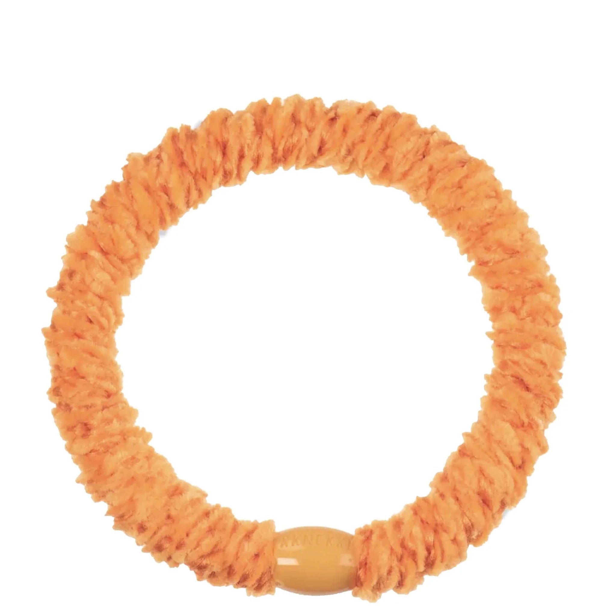 Kknekki Hair Tie - Velvet Orange velvet woven hair tie with no-damage hold, waterproof and fade-resistant, recycled bead