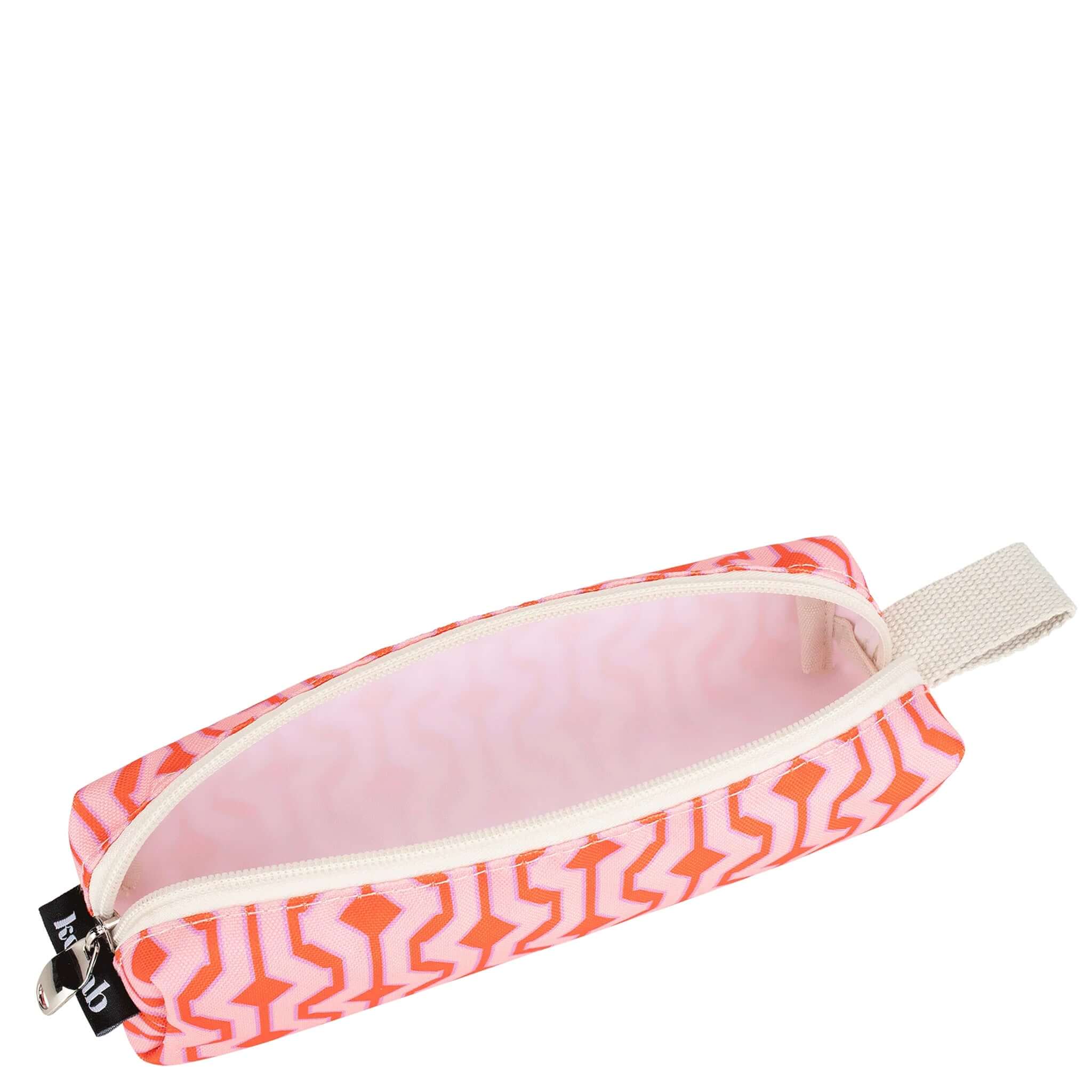 Small pouch with pink and orange pattern on a white background