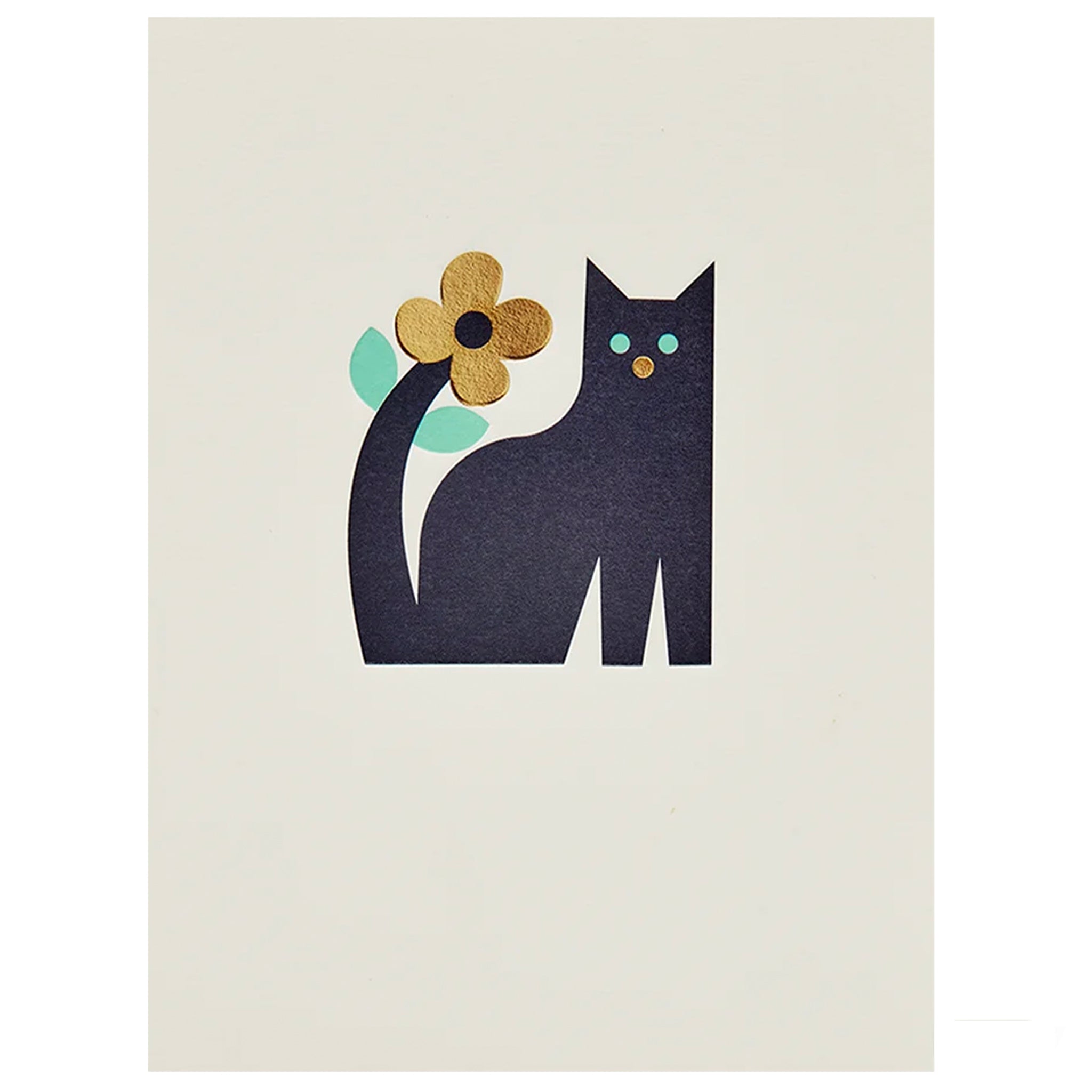 Lagom Design Card - Floral Black Cat