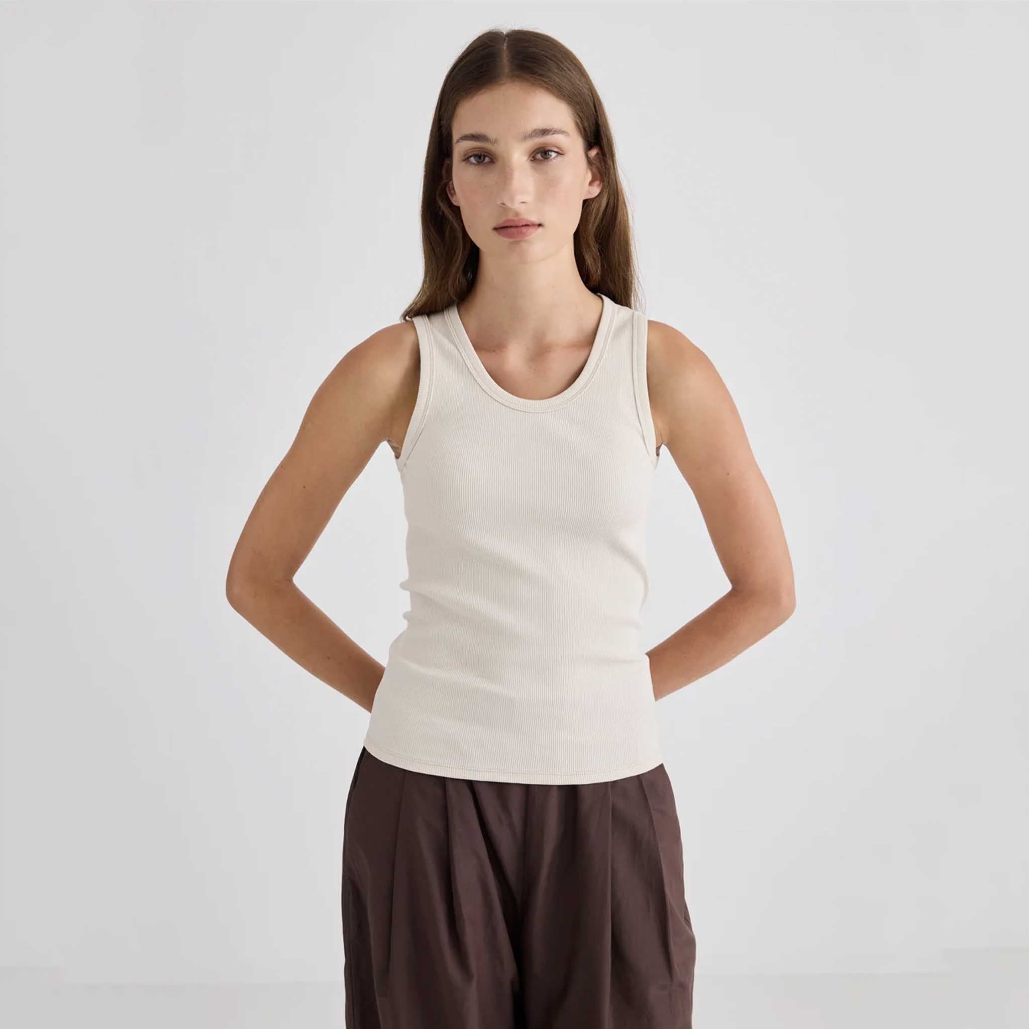 Laing Juna Ribbed Cotton Tank - Vanilla