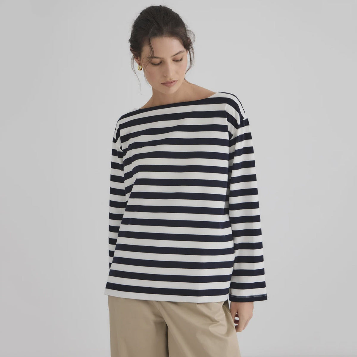 Laing Pablo Stripe T-Shirt - Dark Navy & White