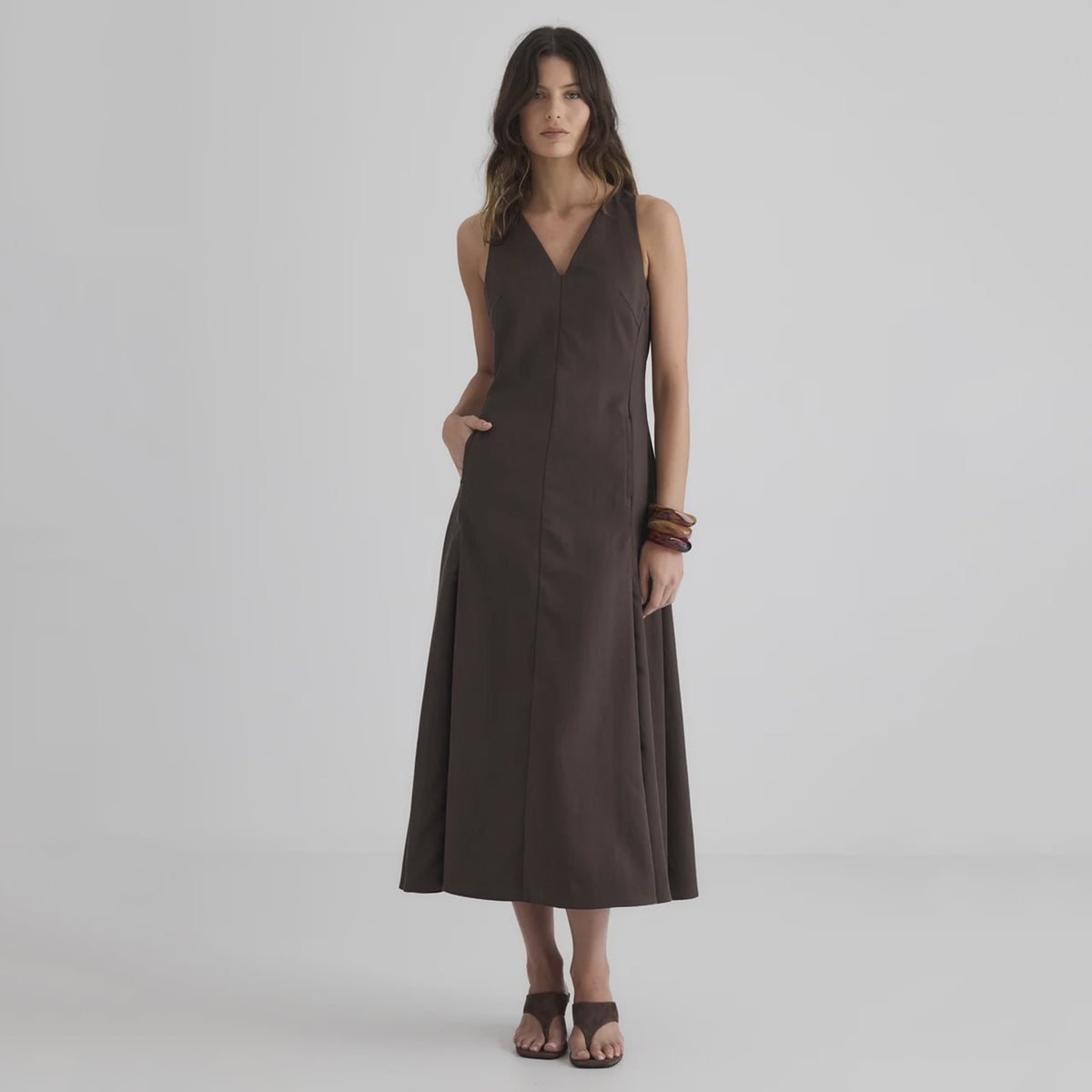 Laing Penelope Pleat Dress - Mushroom