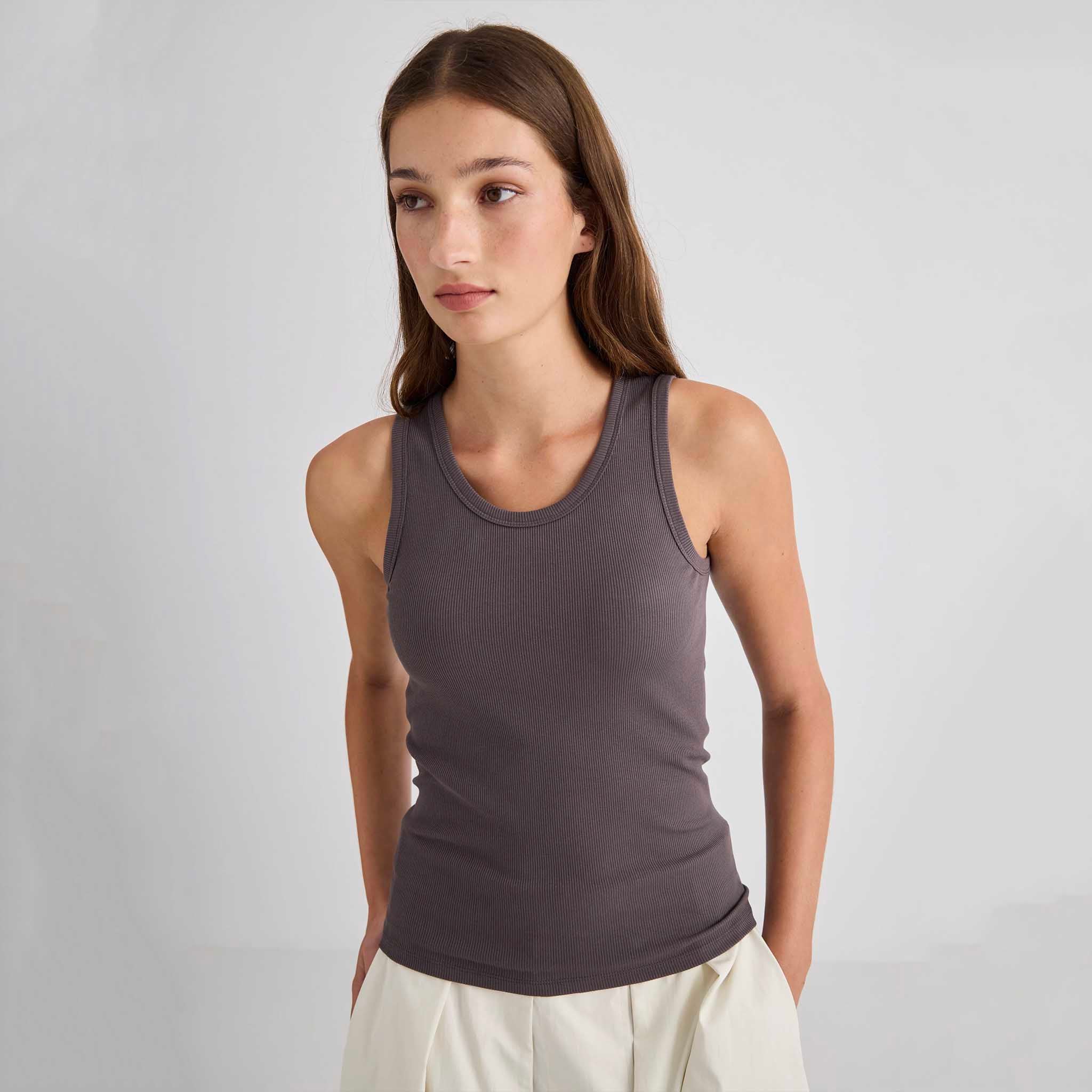 Laing Juna Ribbed Cotton Tank - Driftwood