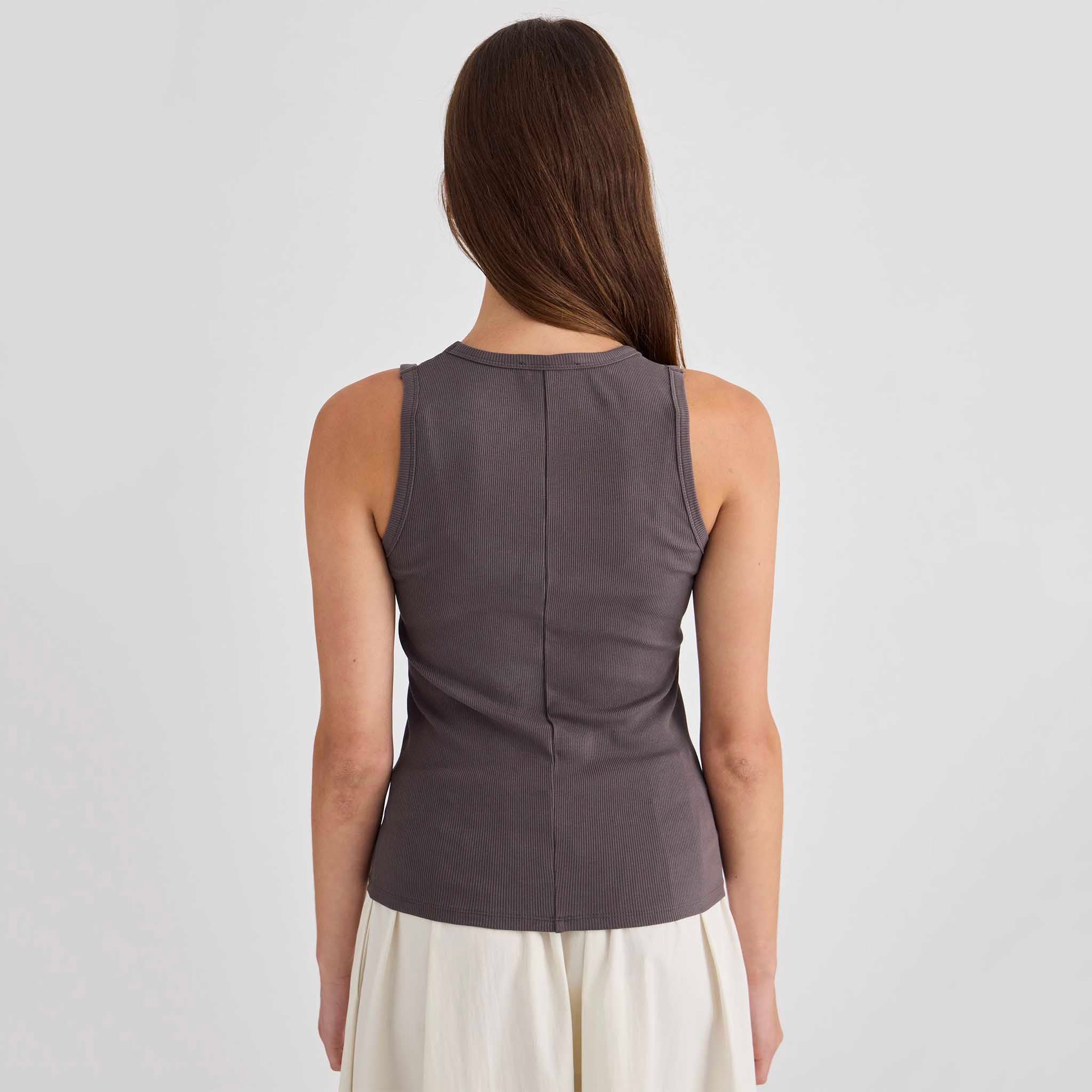 Laing Juna Ribbed Cotton Tank - Driftwood