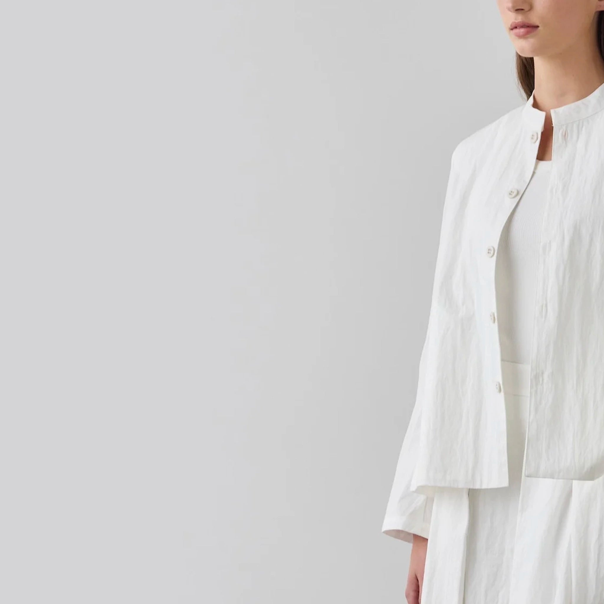Laing Mandarin Shirt Jacket - White