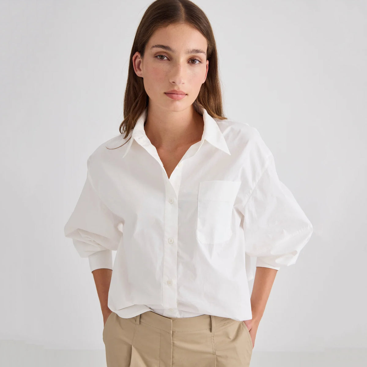 Laing Marlowe Cotton Poplin Shirt - Ecru
