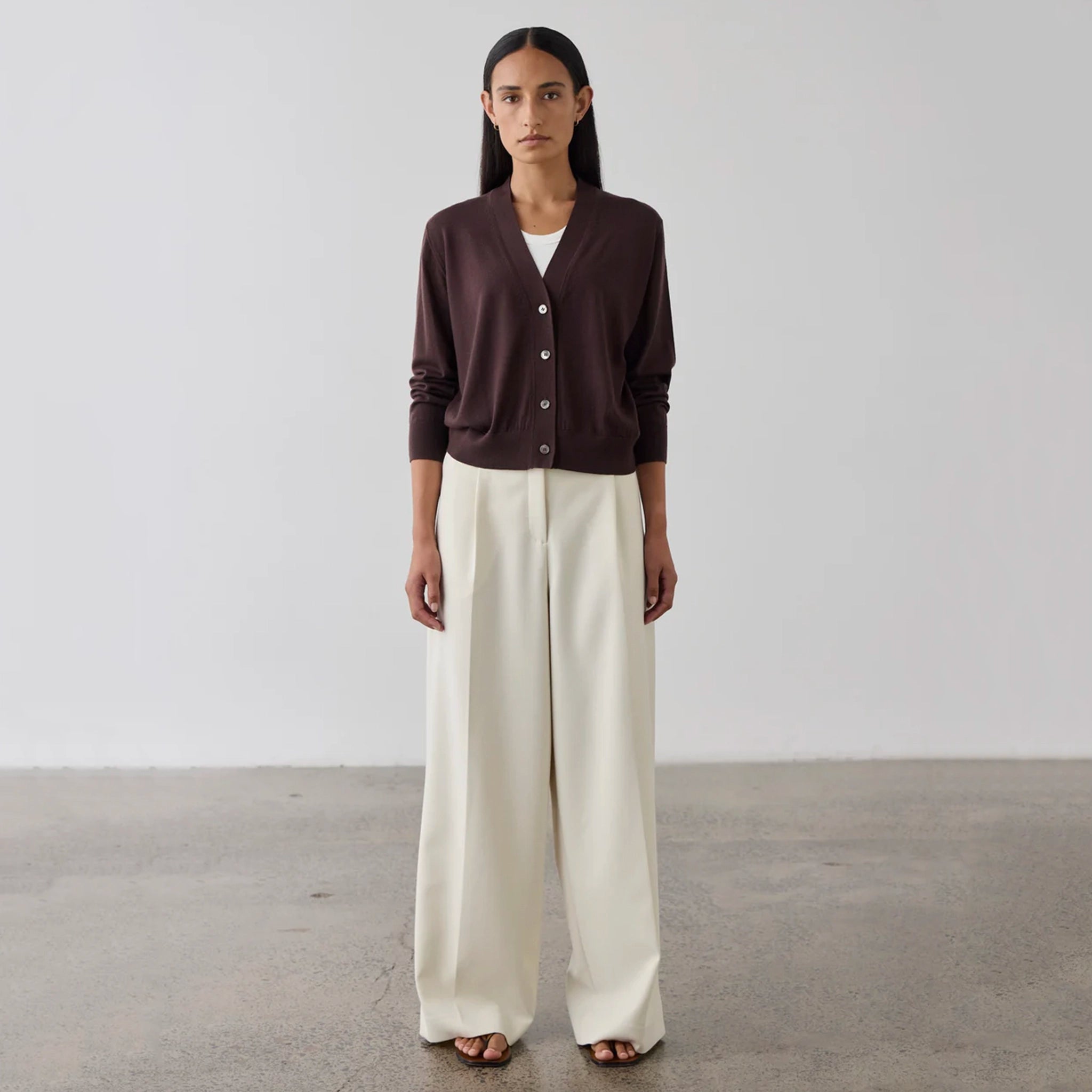 Laing Merino V-Neck Cardigan - Dark Bordeaux