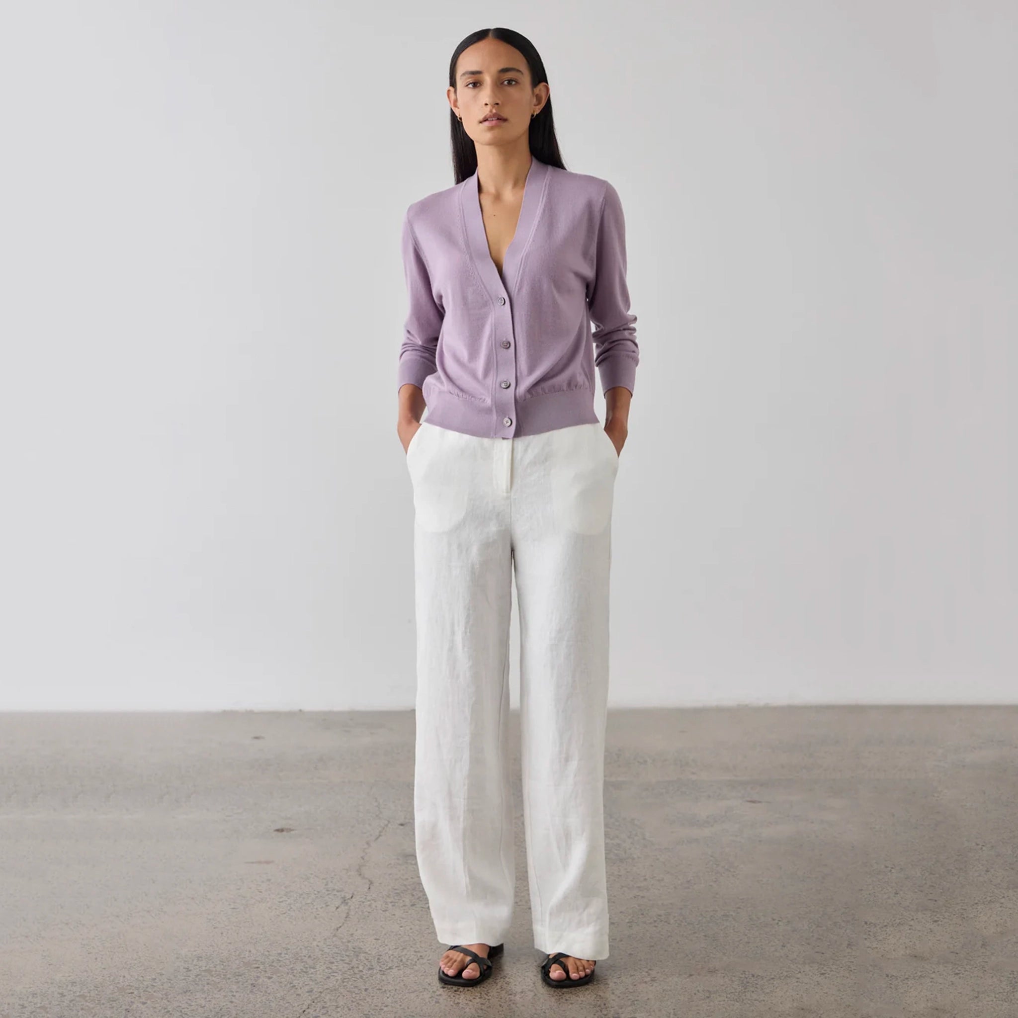 Laing Merino V-Neck Cardigan - Iris