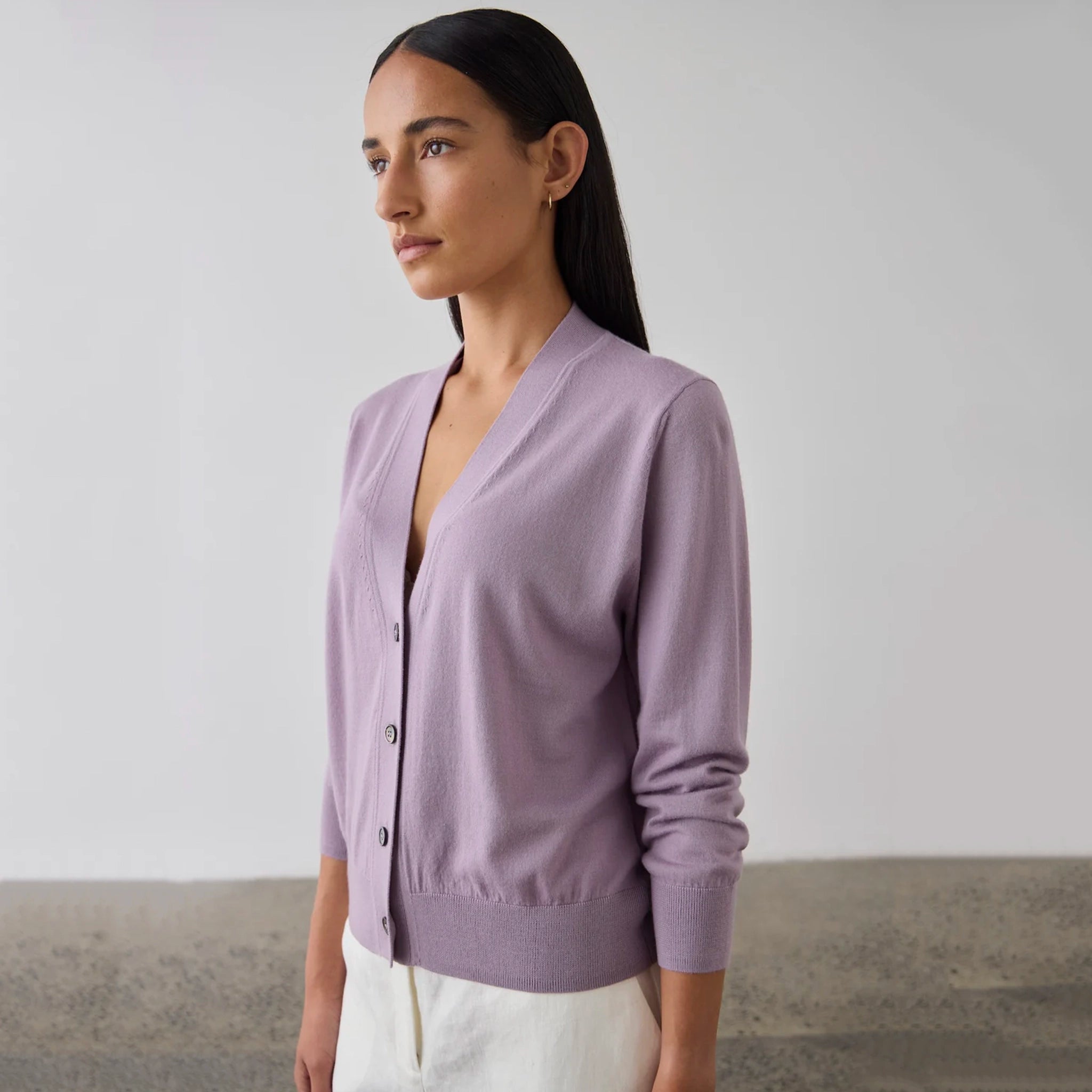 Laing Merino V-Neck Cardigan - Iris