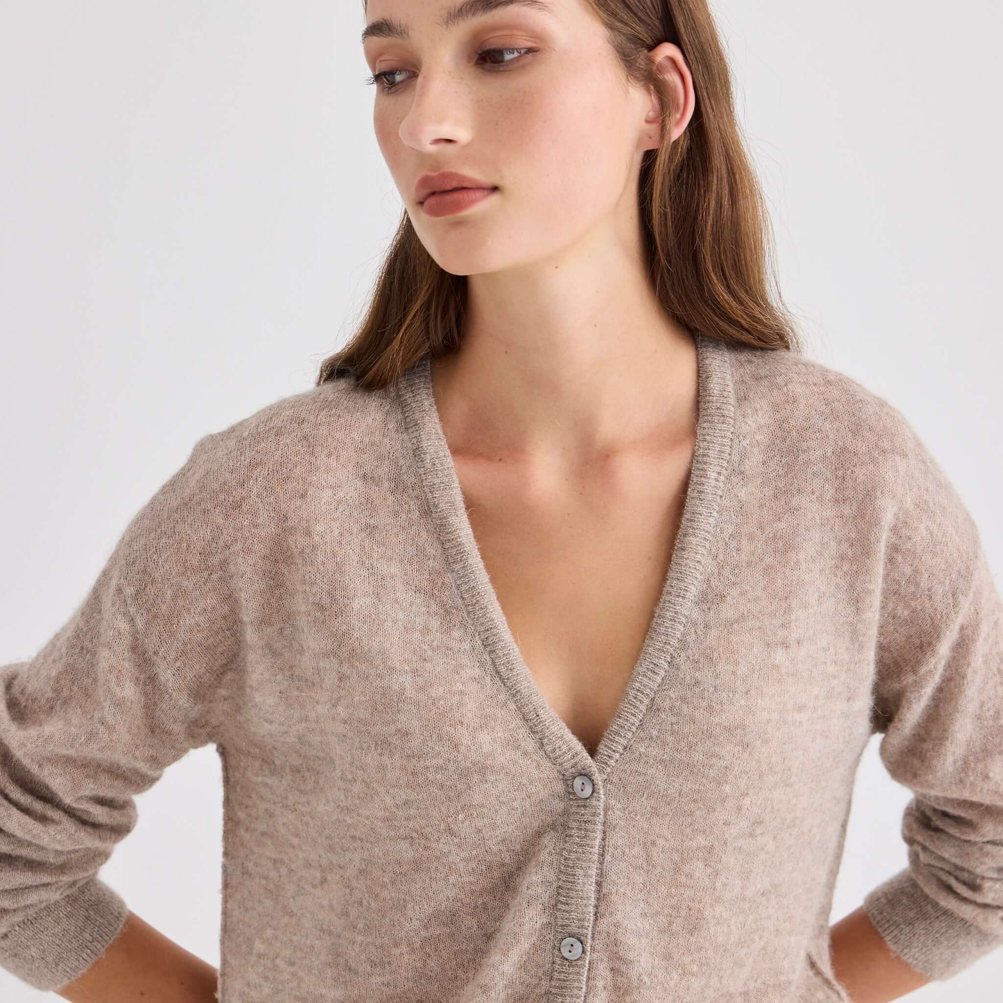 Laing Mila Alpaca & Merino Cardigan - Hazel featuring a soft texture and relaxed fit.