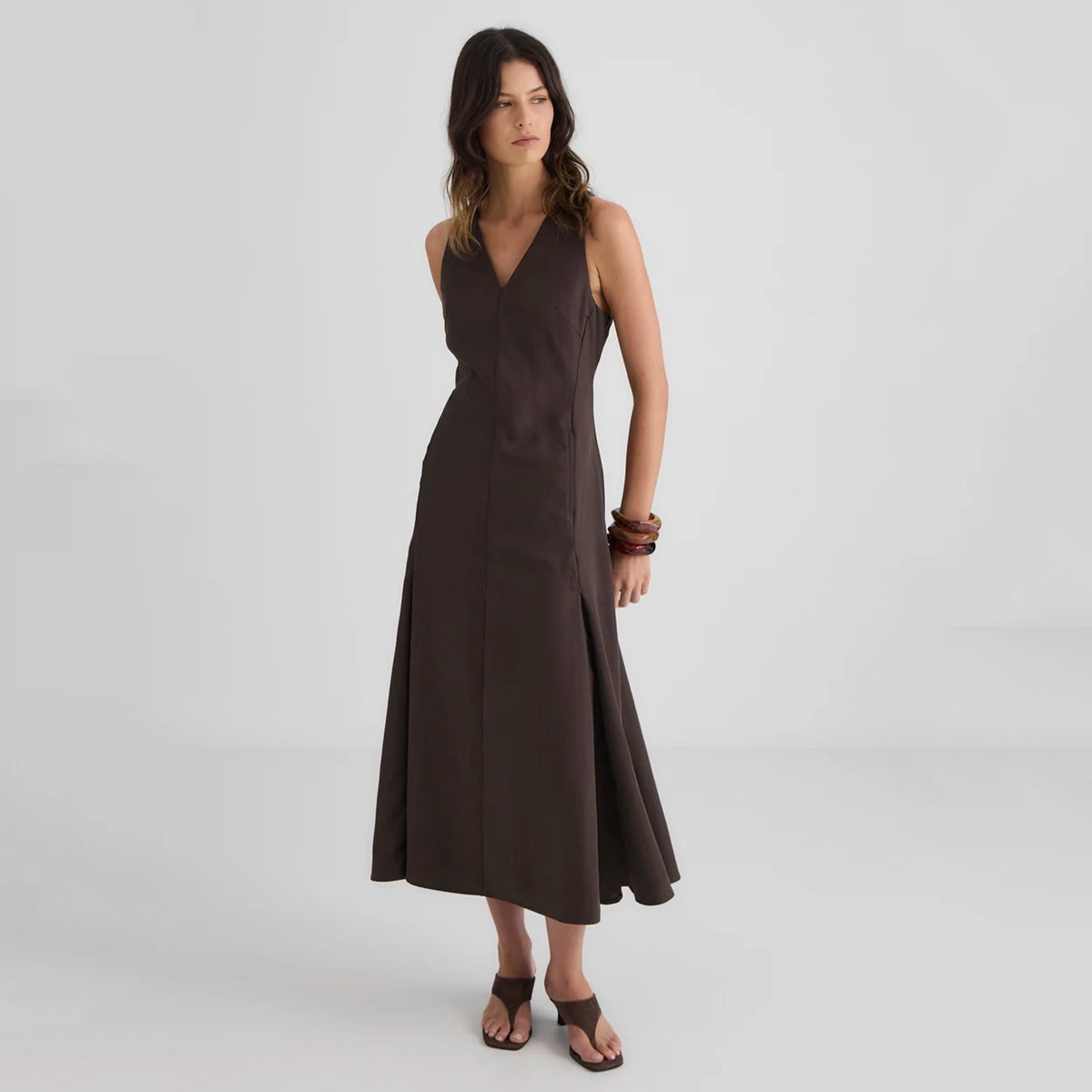 Laing Penelope Pleat Dress - Mushroom