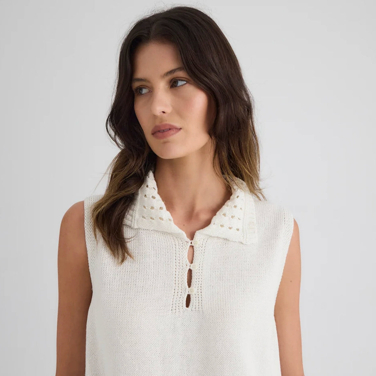Laing Sienna Collared Tank - Cream