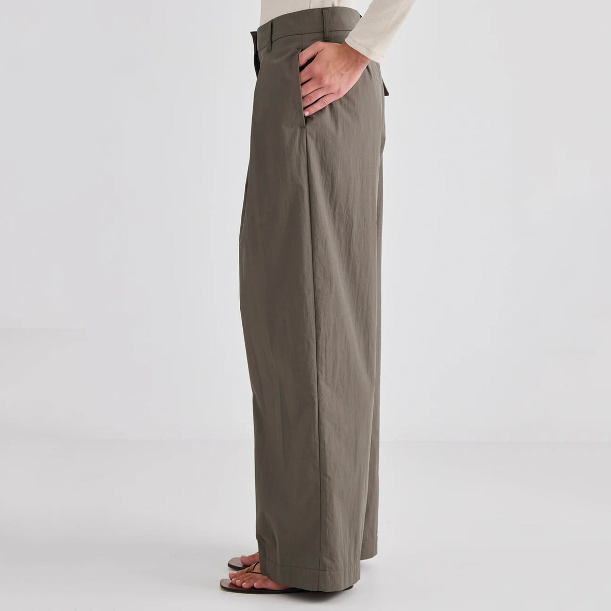 Laing Sofia Cotton Blend Pleat Trousers - Slate