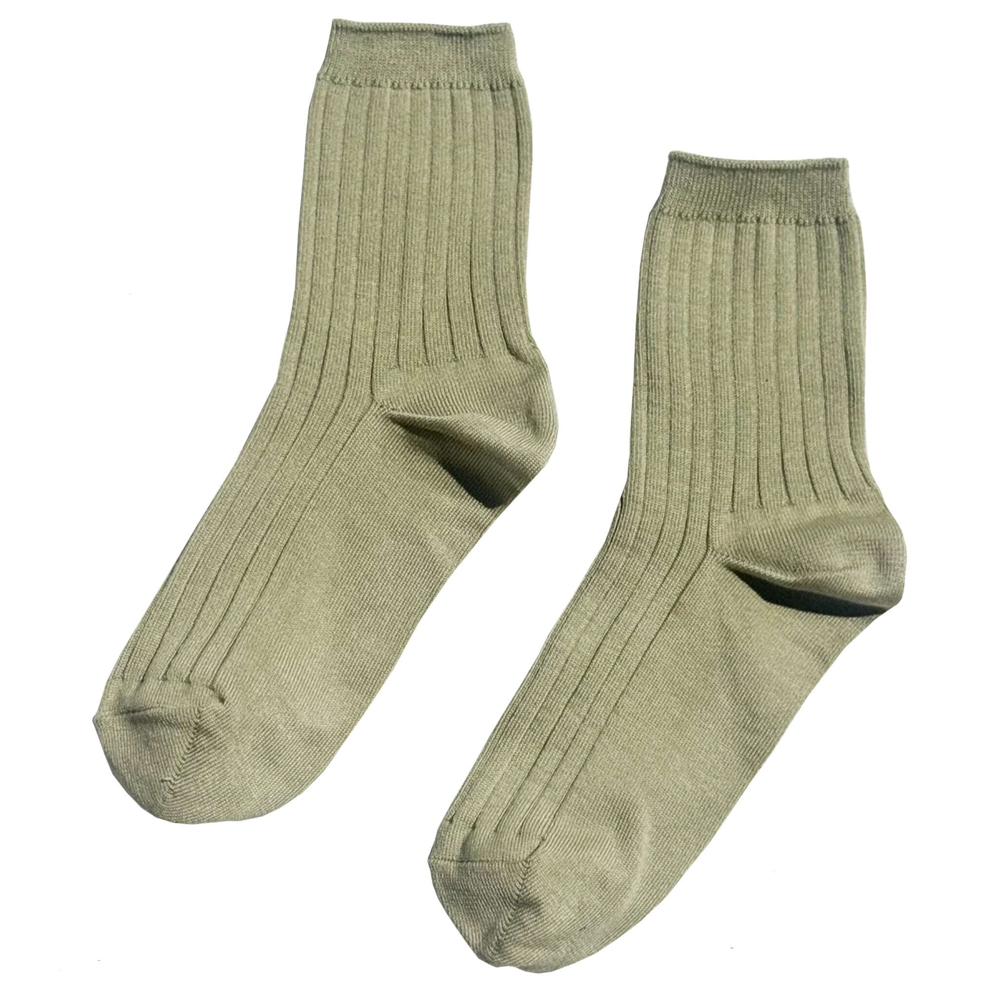 Le Bon Shoppe Her Cotton Socks - Avocado - classic ribbed design in a chic green shade.