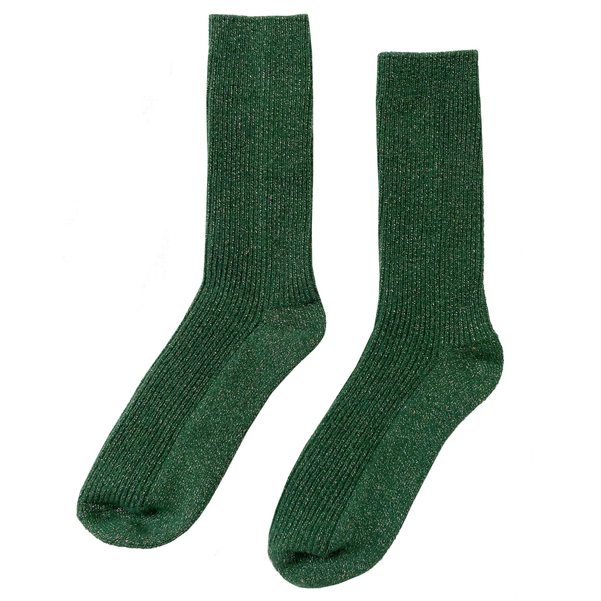 Le Bon Shoppe Winter Sparkle Socks - Evergreen, cozy wool-Lurex blend, perfect for winter warmth and style.