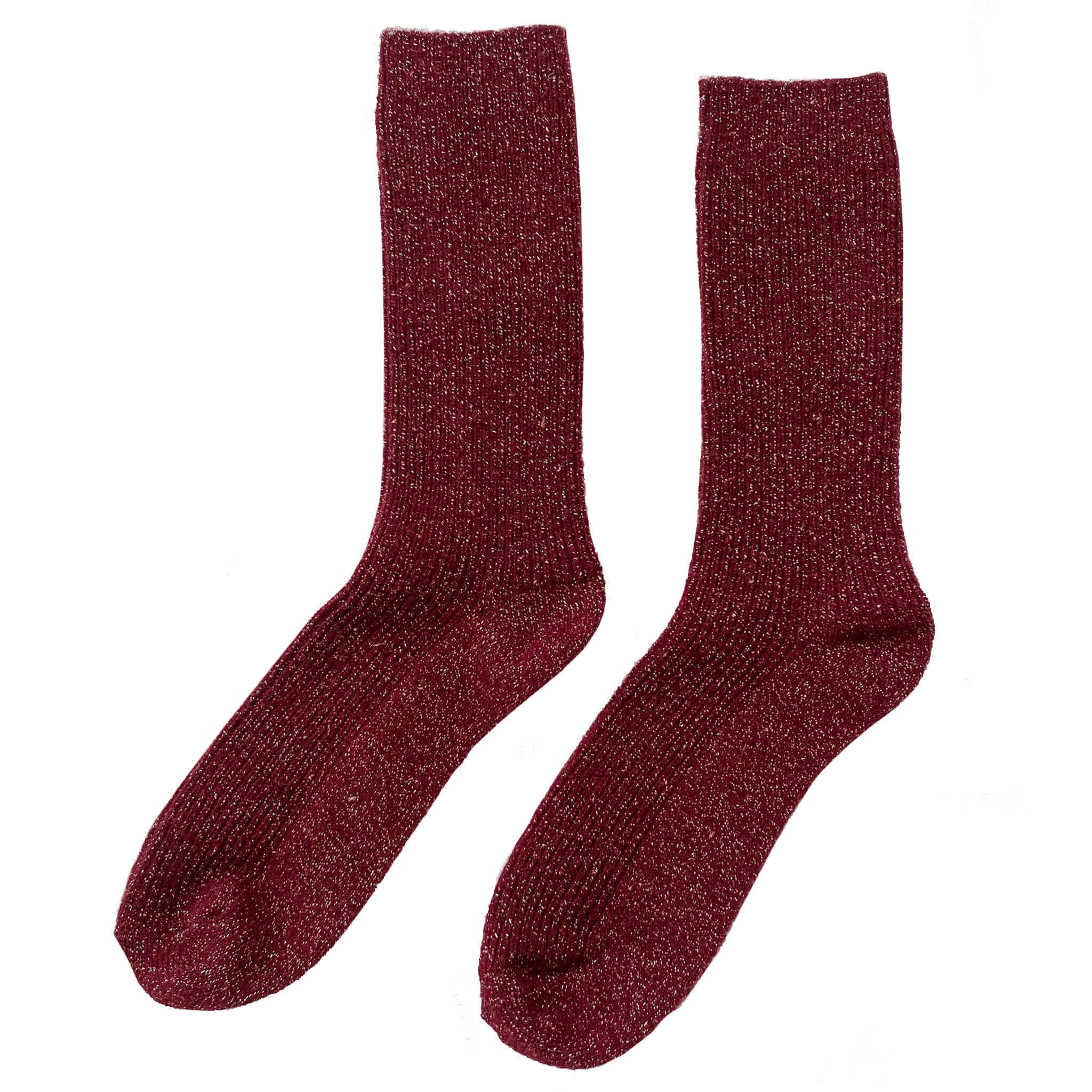 Le Bon Shoppe Winter Sparkle Socks - Wine showcasing a cozy wool-Lurex blend perfect for winter.