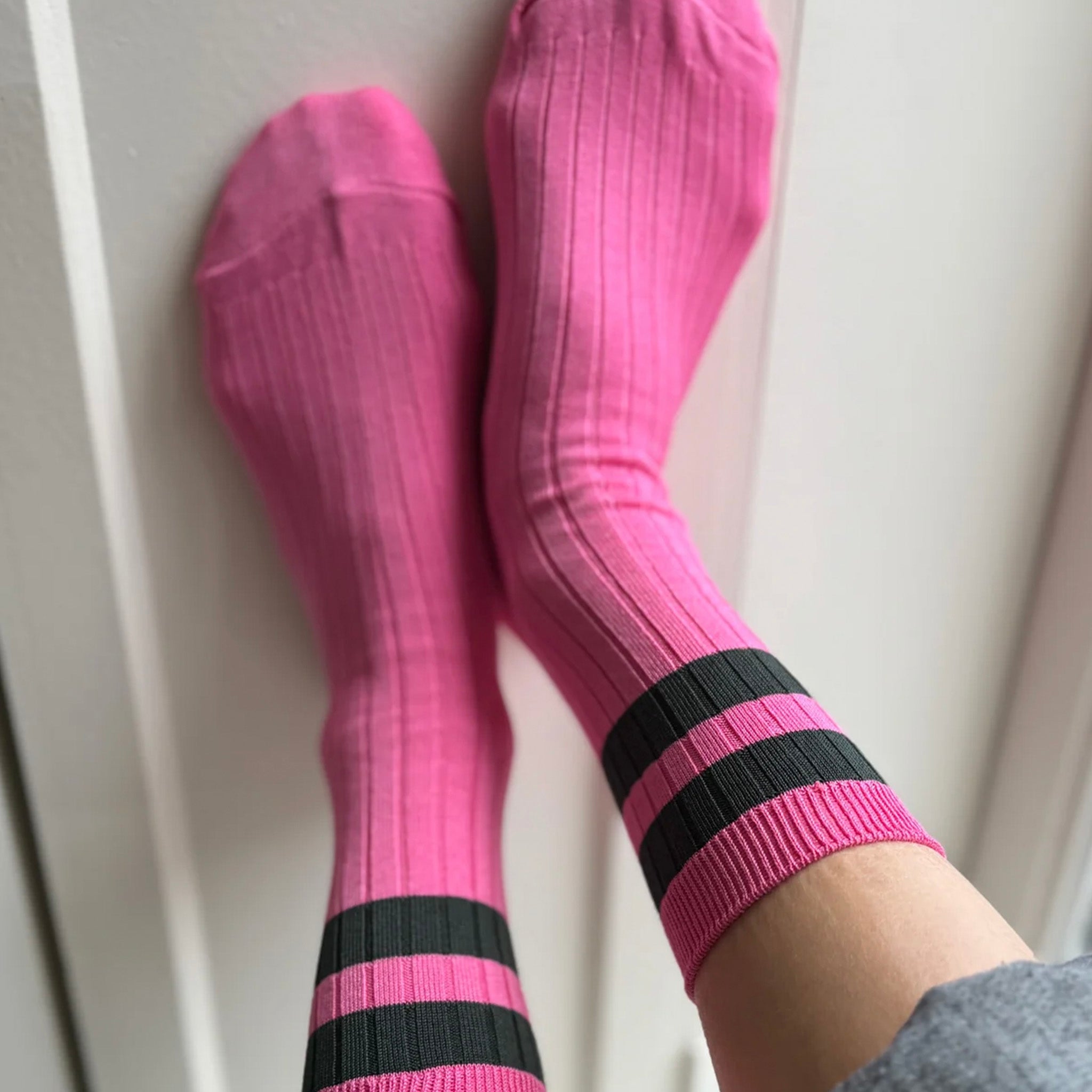 Le Bon Shoppe Her Varsity Socks - Pink Green
