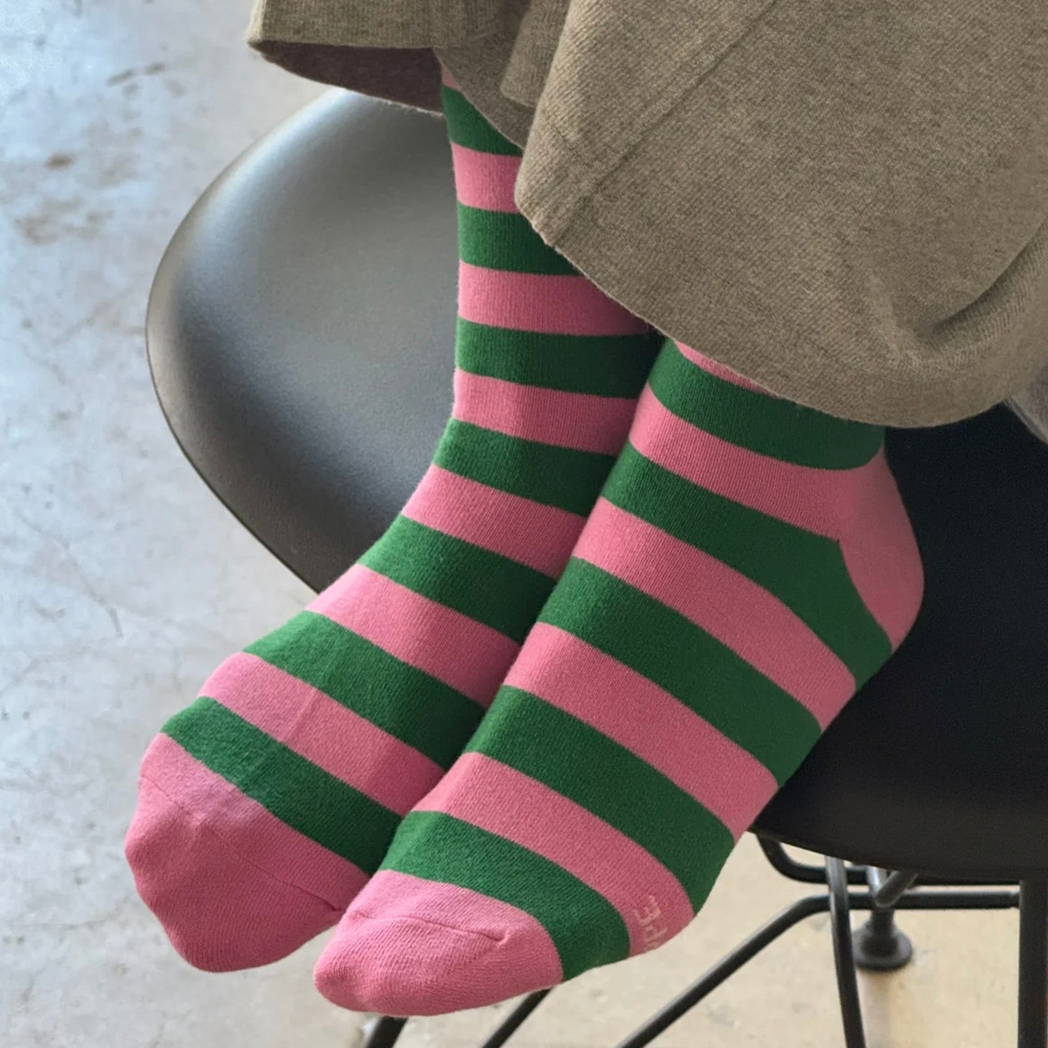 Le Bon Shoppe Wally Socks - Wide Pink & Green Stripe