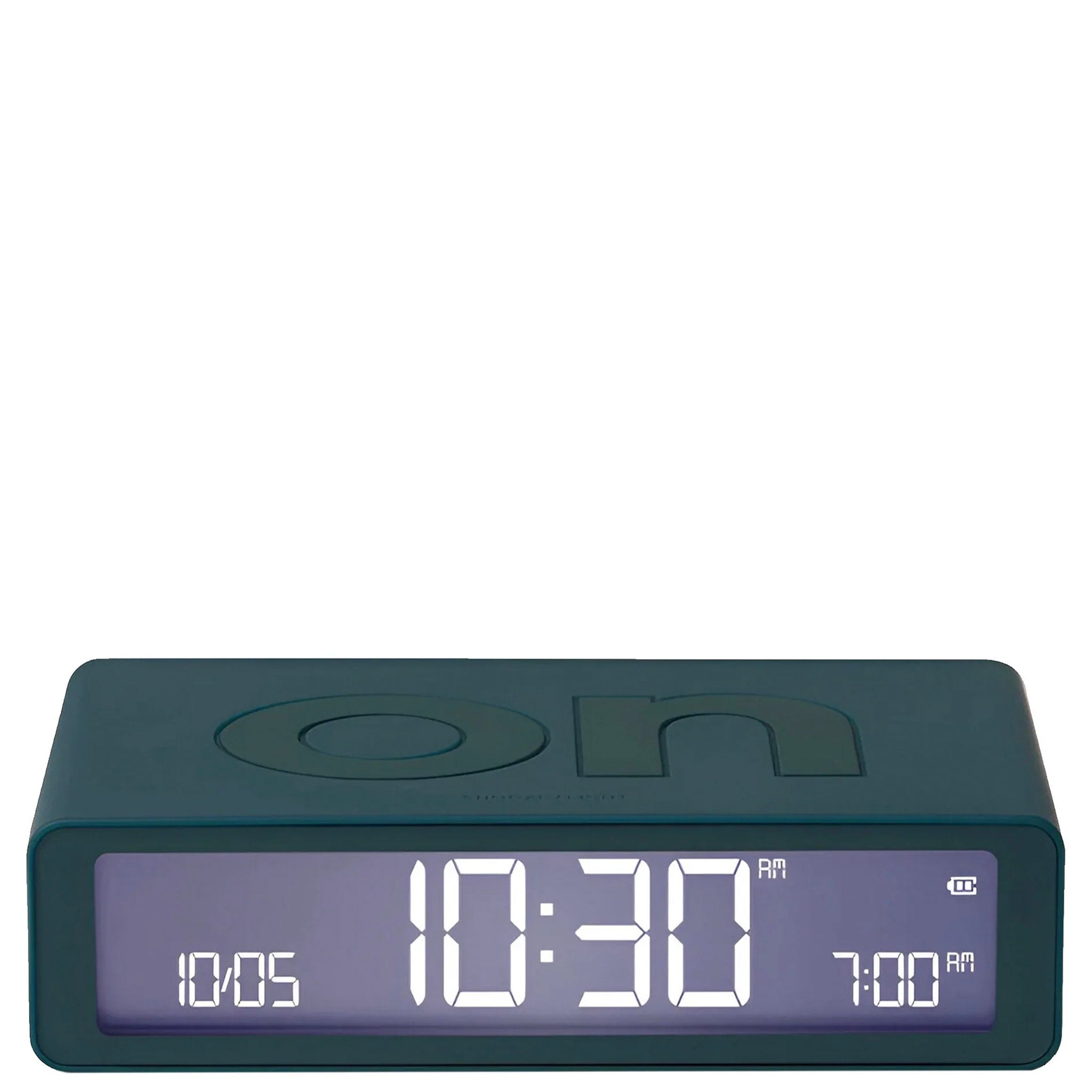 Duck blue alarm clock on a white background