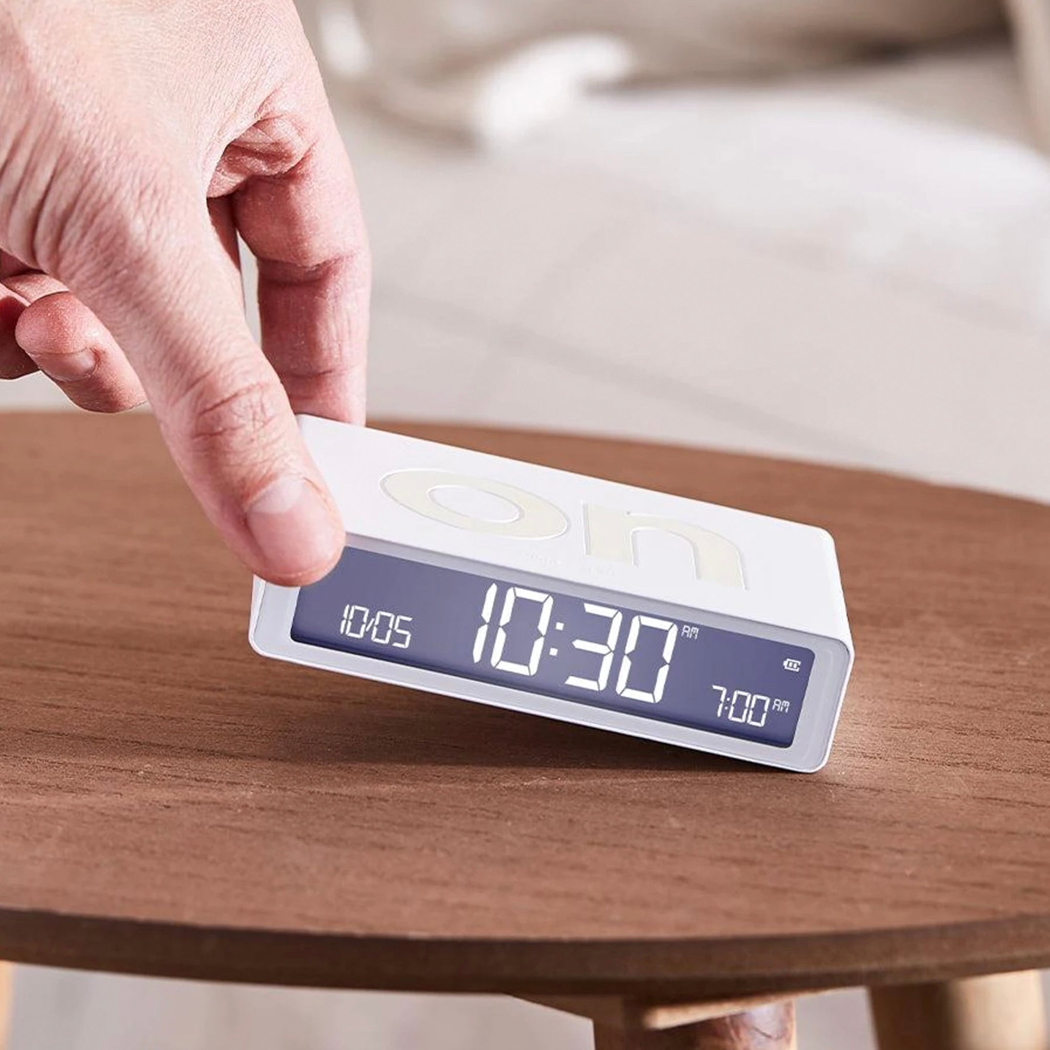 Lexon Flip Classic Reversible LCD Alarm Clock - White