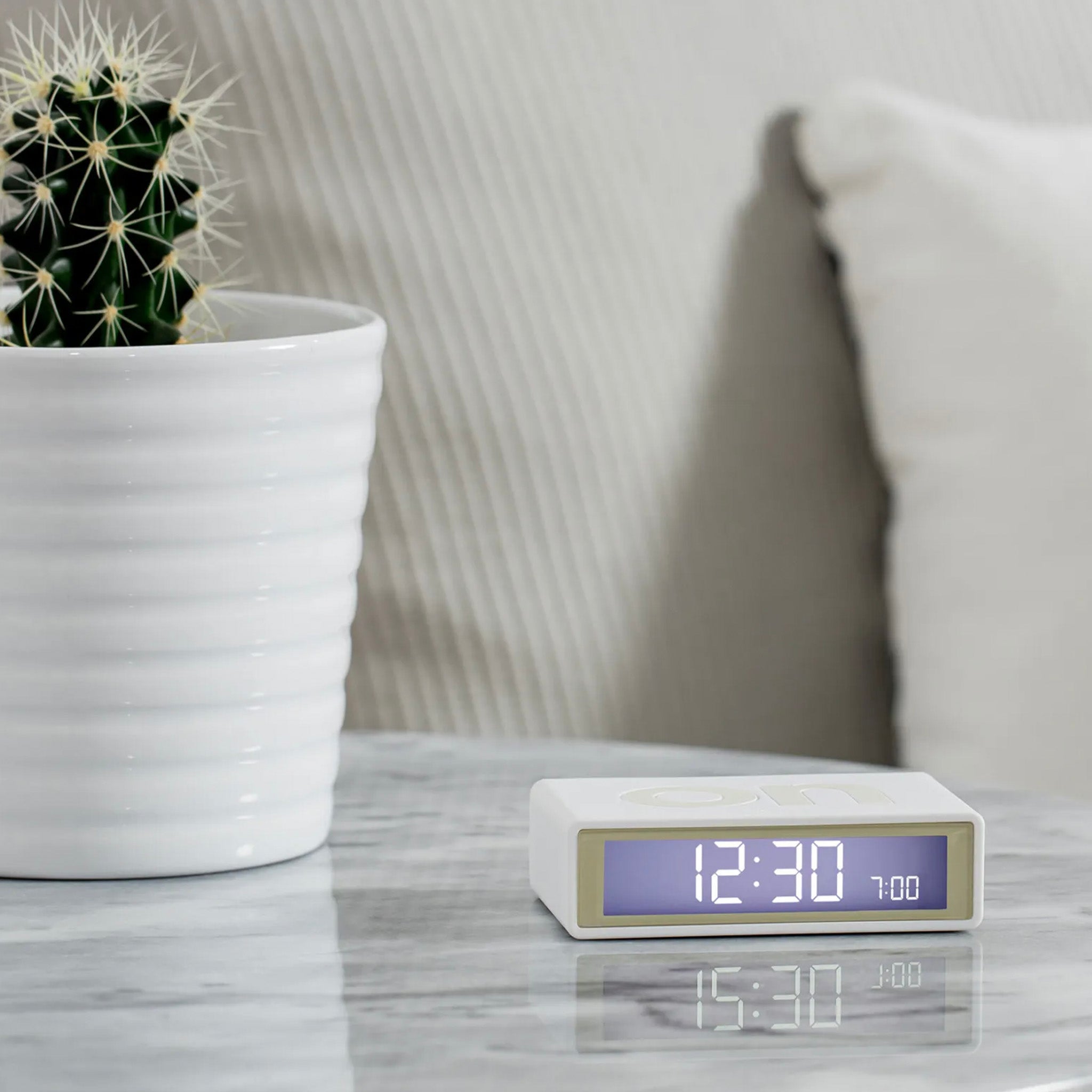 Lexon Flip + Reversible LCD Alarm Clock - White
