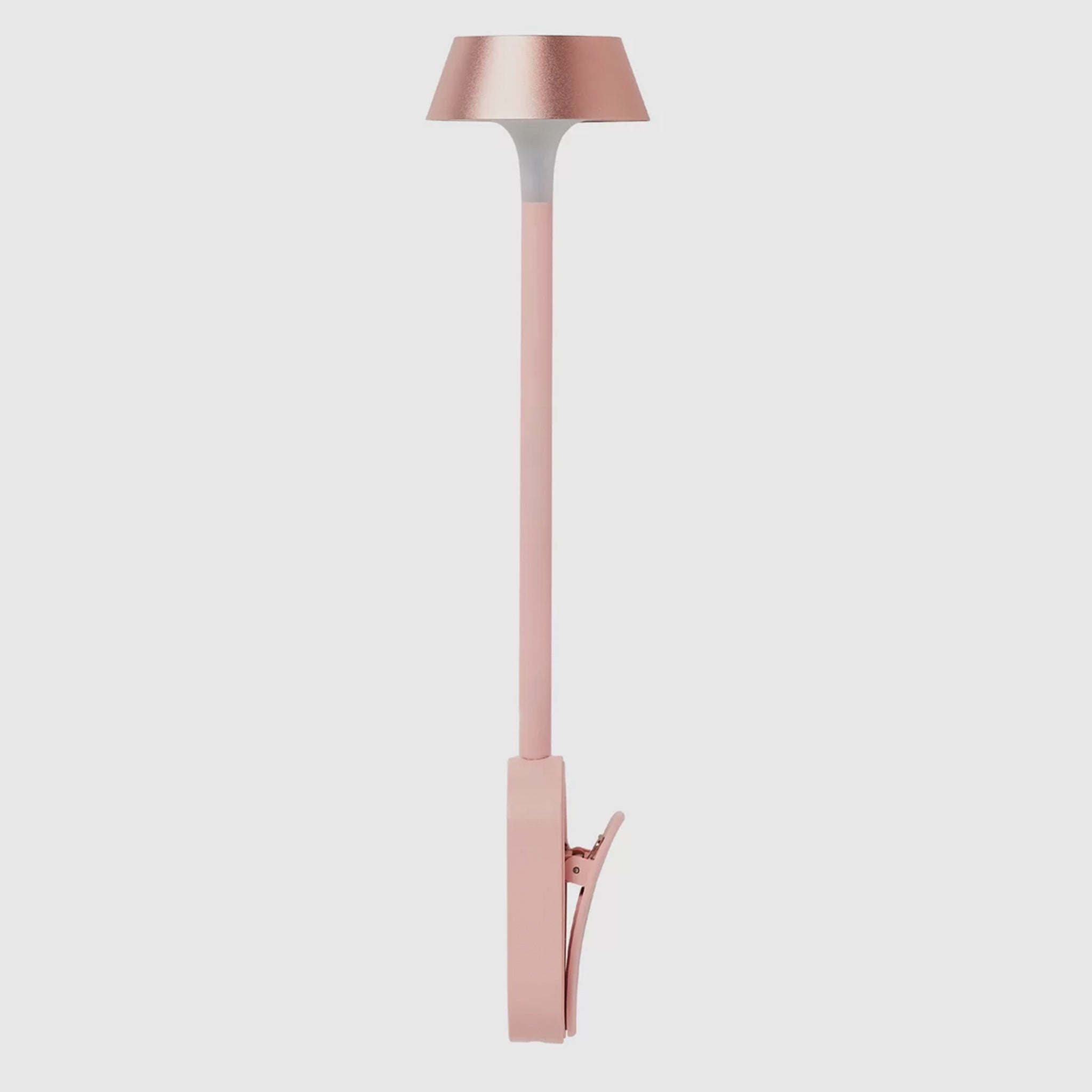 Lexon Mimi Clip-on Reading Lamp - Light Pink with sleek aluminium lampshade and compact design for stylish lighting.