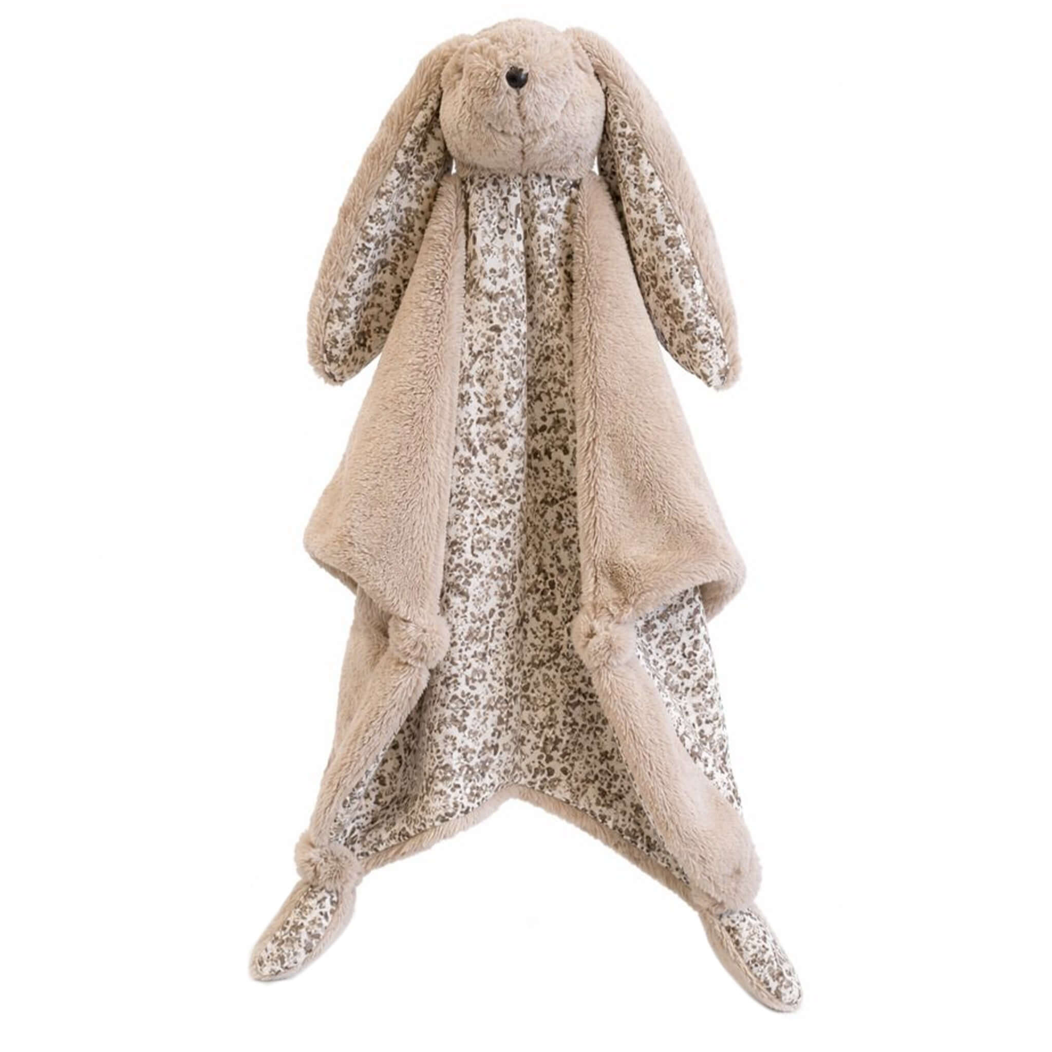 Lily & George Plush Baby Comforter - Alfie the Bunny beige plush bunny baby comforter lovey with floral blanket, soft cuddle sleep companion