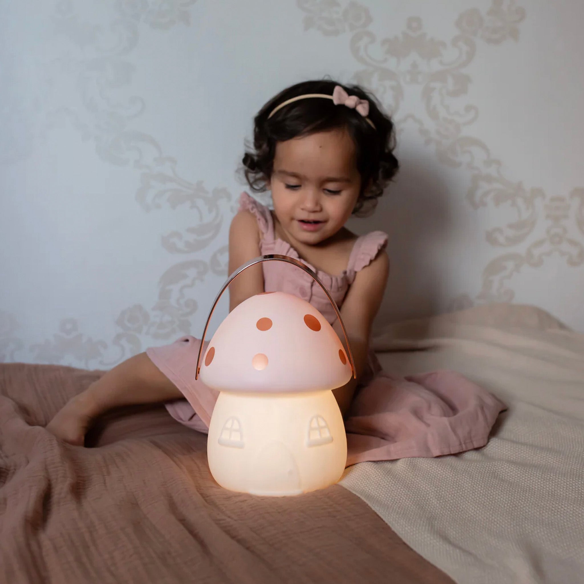 Little Belle Fairy House USB Charging LED Carry Lantern - Pink & Rose Gold