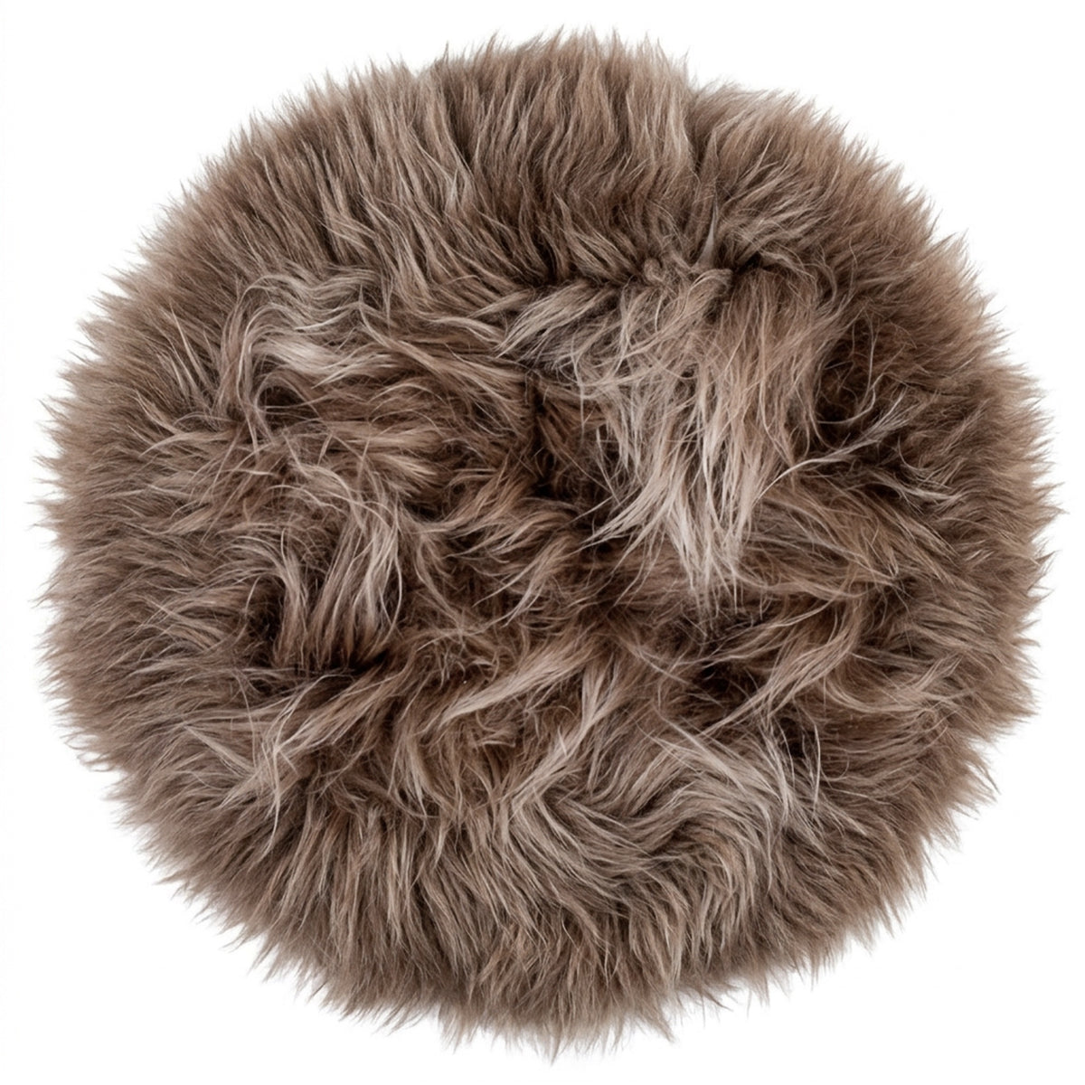 Long Wool Sheepskin Circle Chair Pad - Taupe