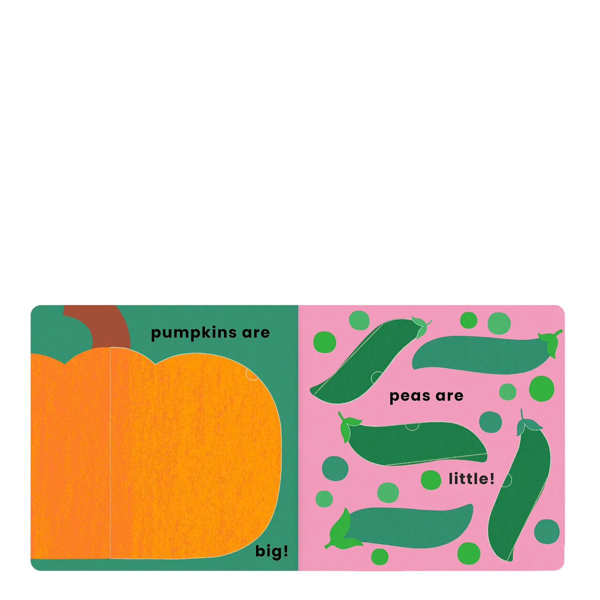 Love Veggies with Jamie Oliver open on illustrated pumpkin and pea pages