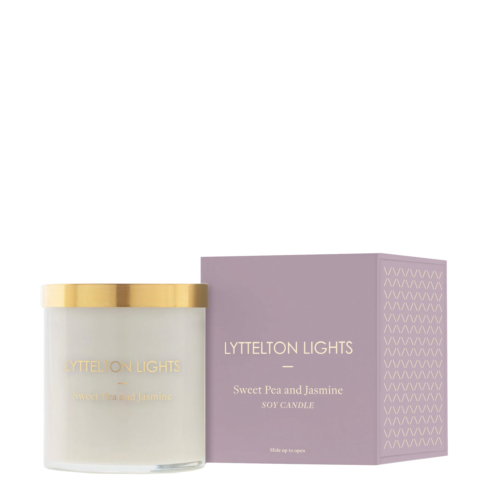 Lyttelton Lights candle with packaging on a white background