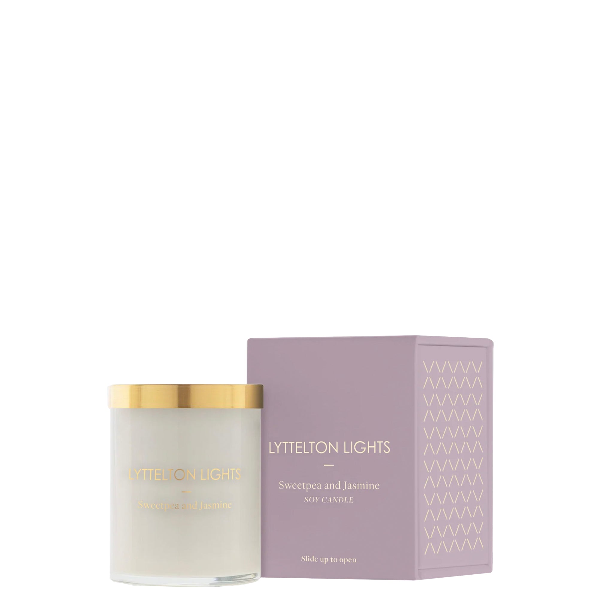 Lyttelton Lights candle with packaging on a white background