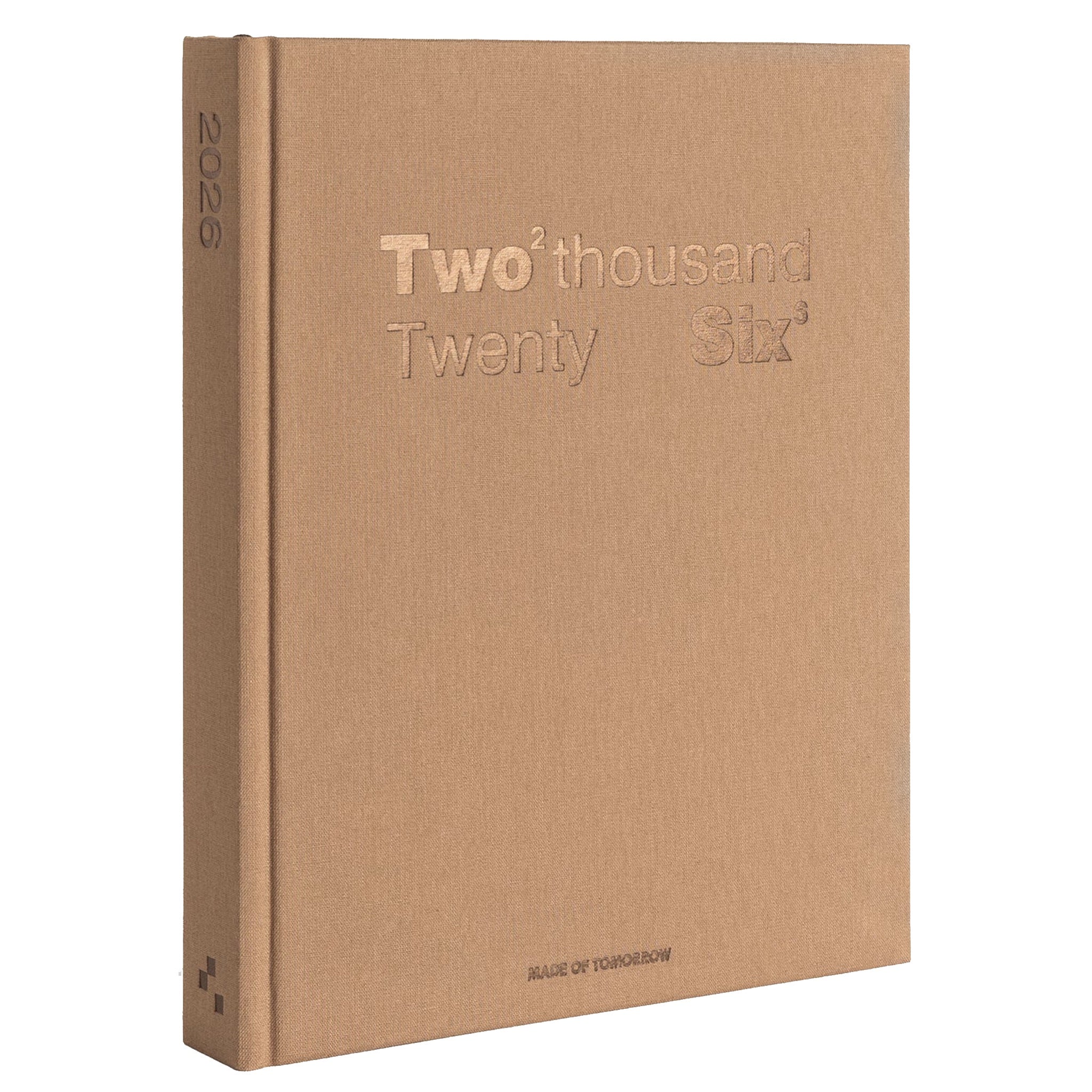Brown book with 'Two thousand Twenty Six' embossed on the cover