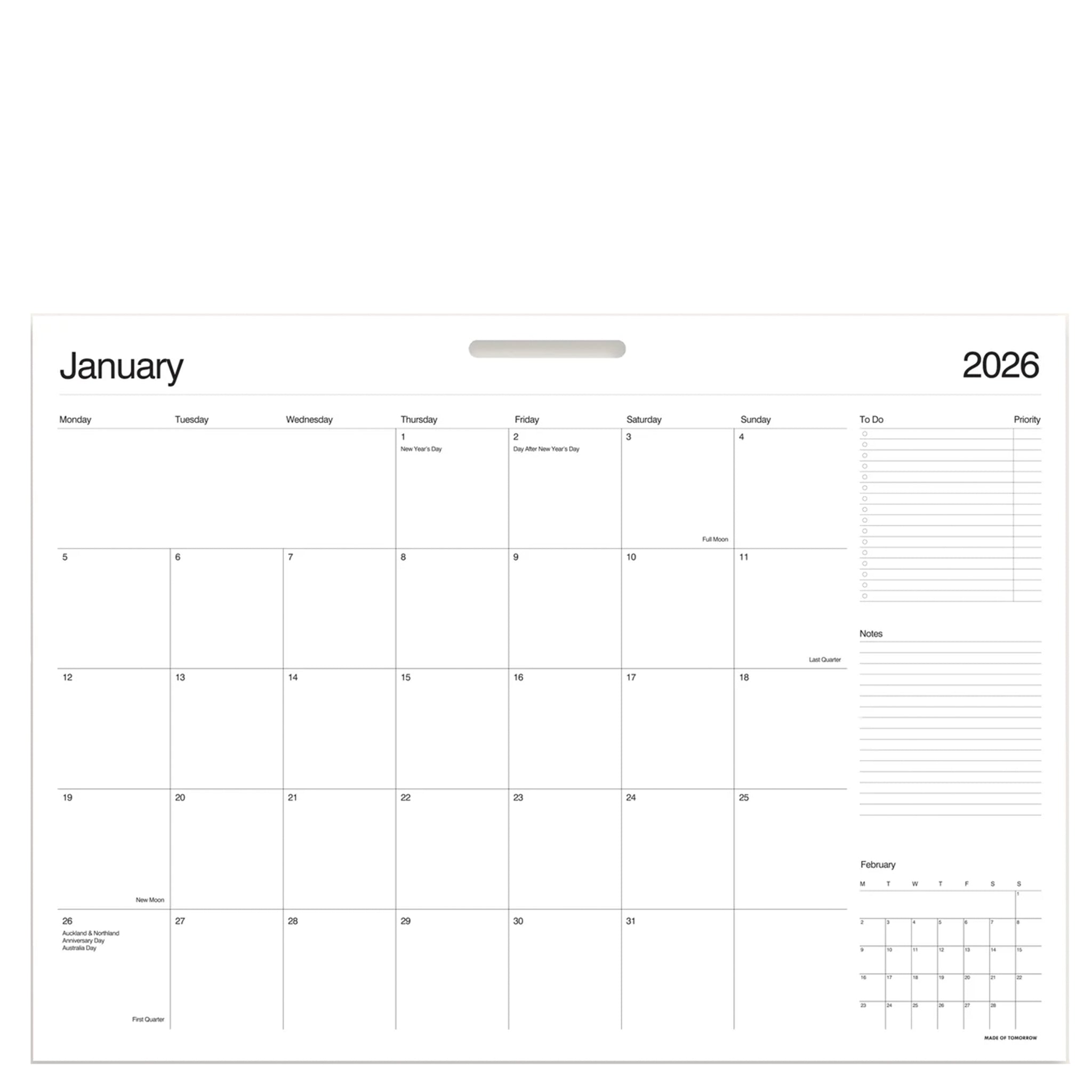 Made of Tomorrow 2026 Monthly A2 Planner