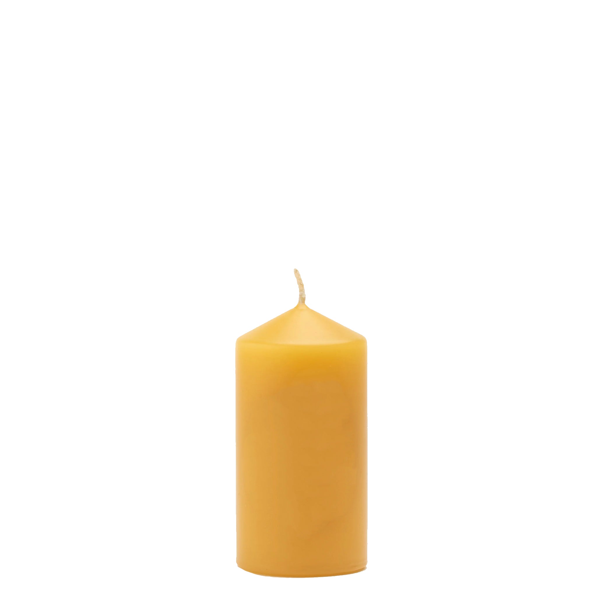 Beeswax candle on a white background