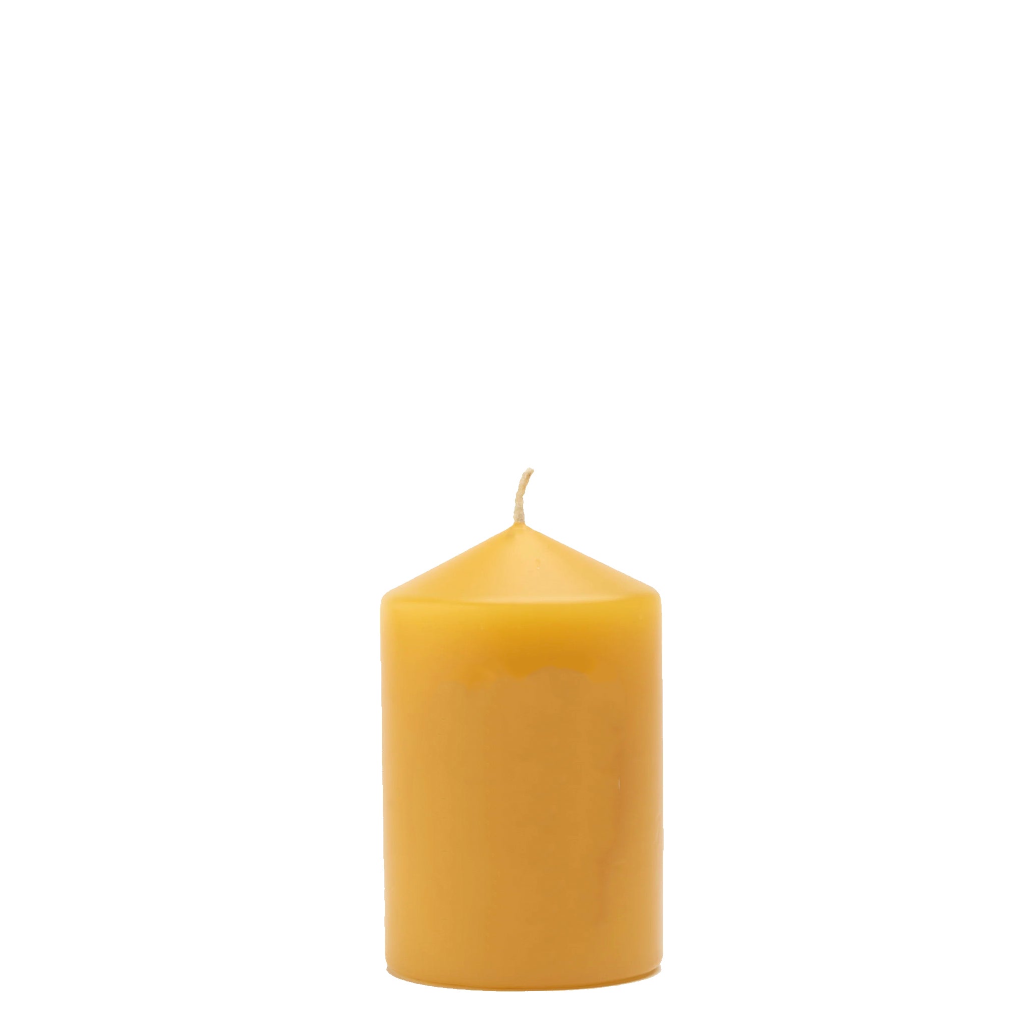 Beeswax candle on a white background