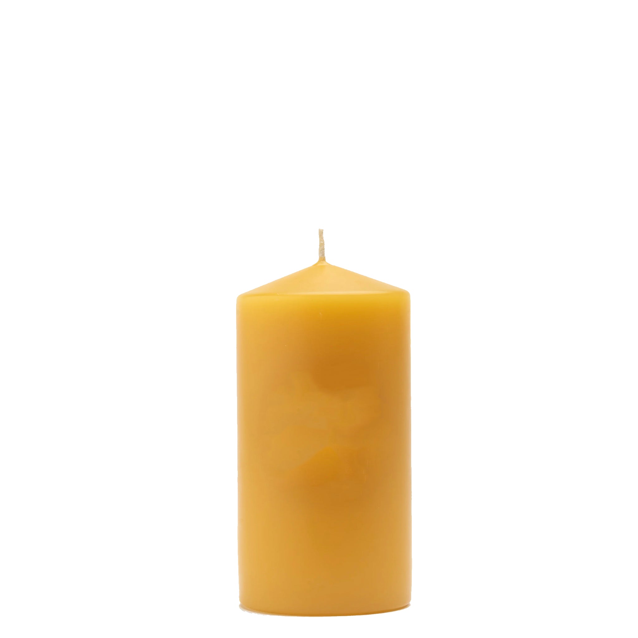 Beeswax candle on a white background