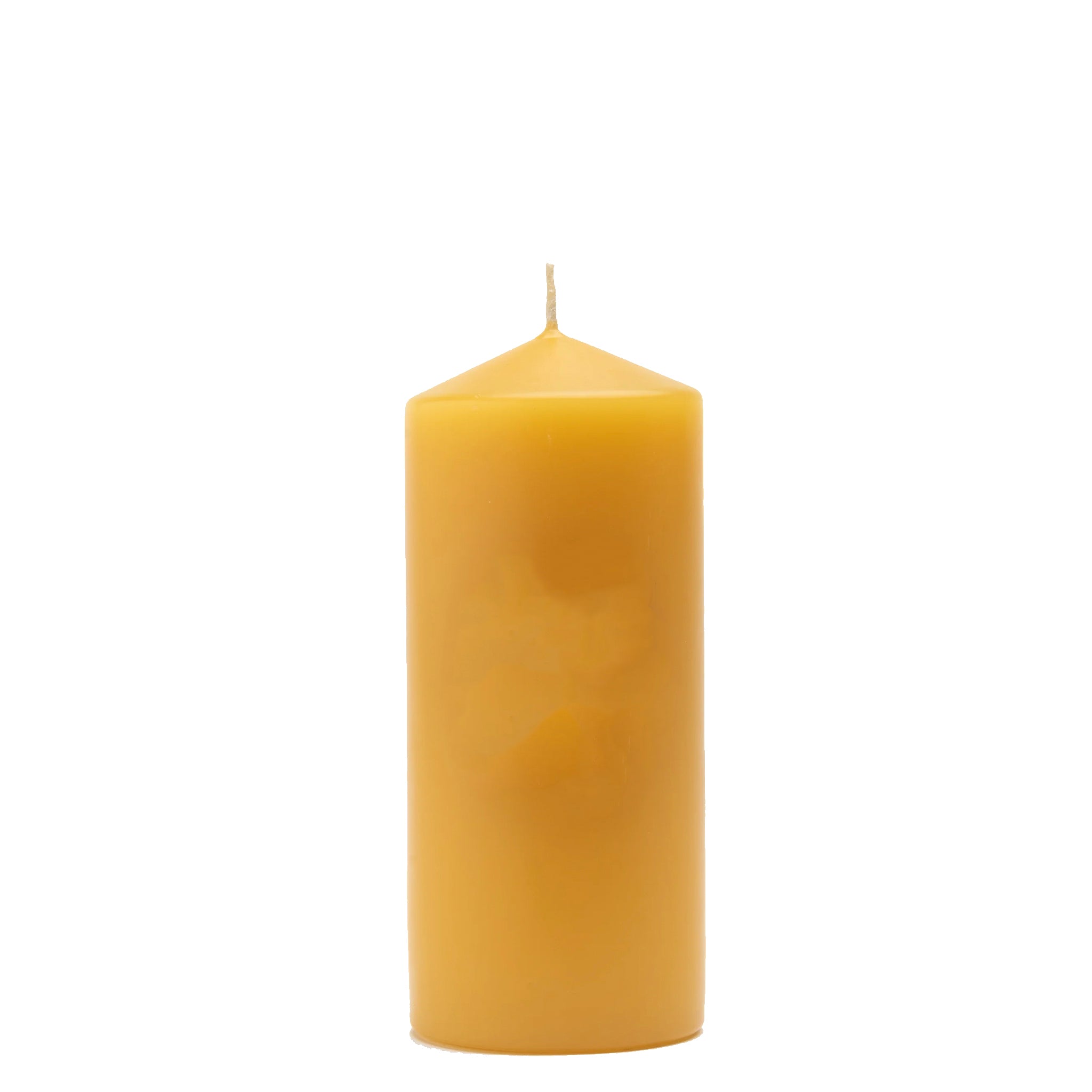 Beeswax candle on a white background