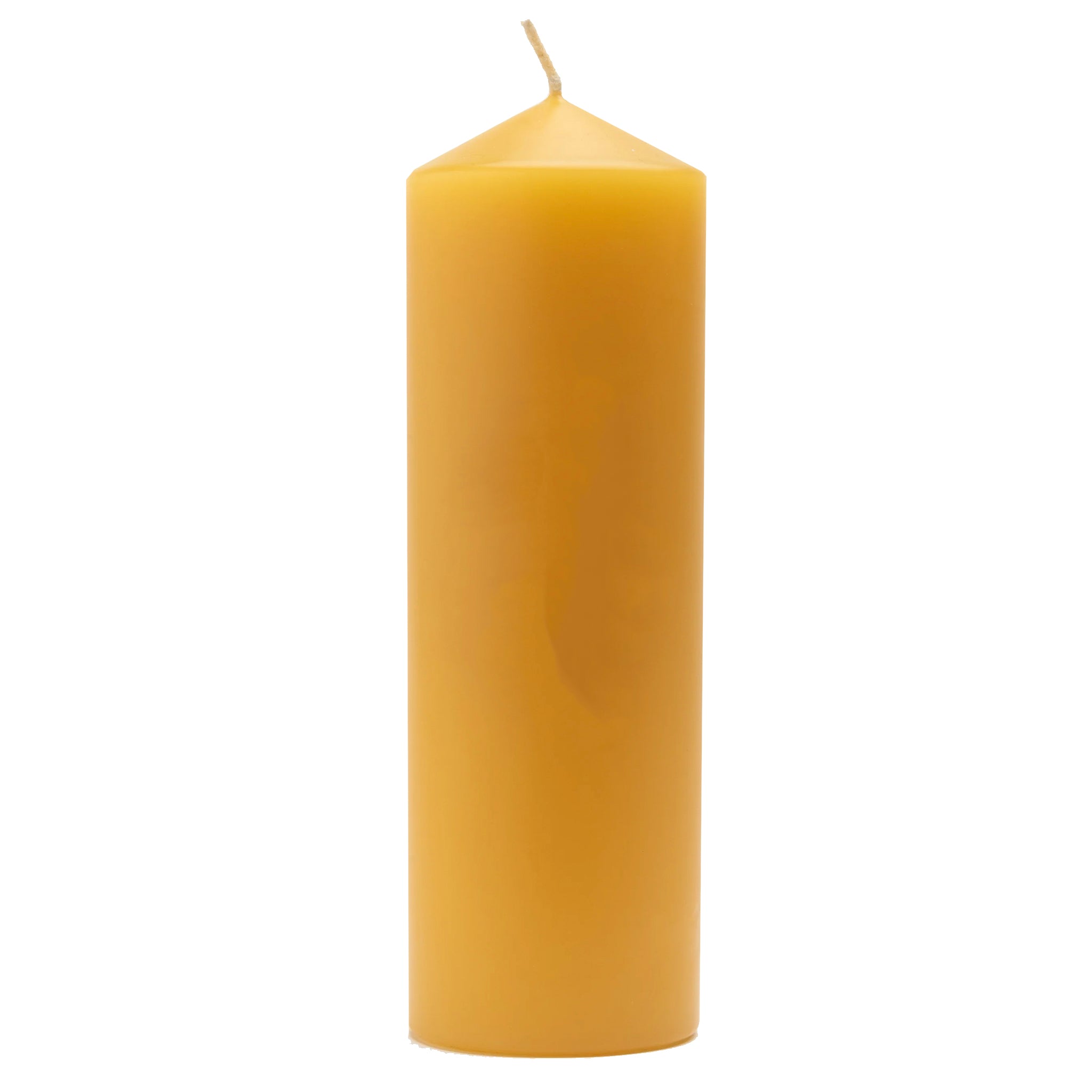 Beeswax candle on a white background