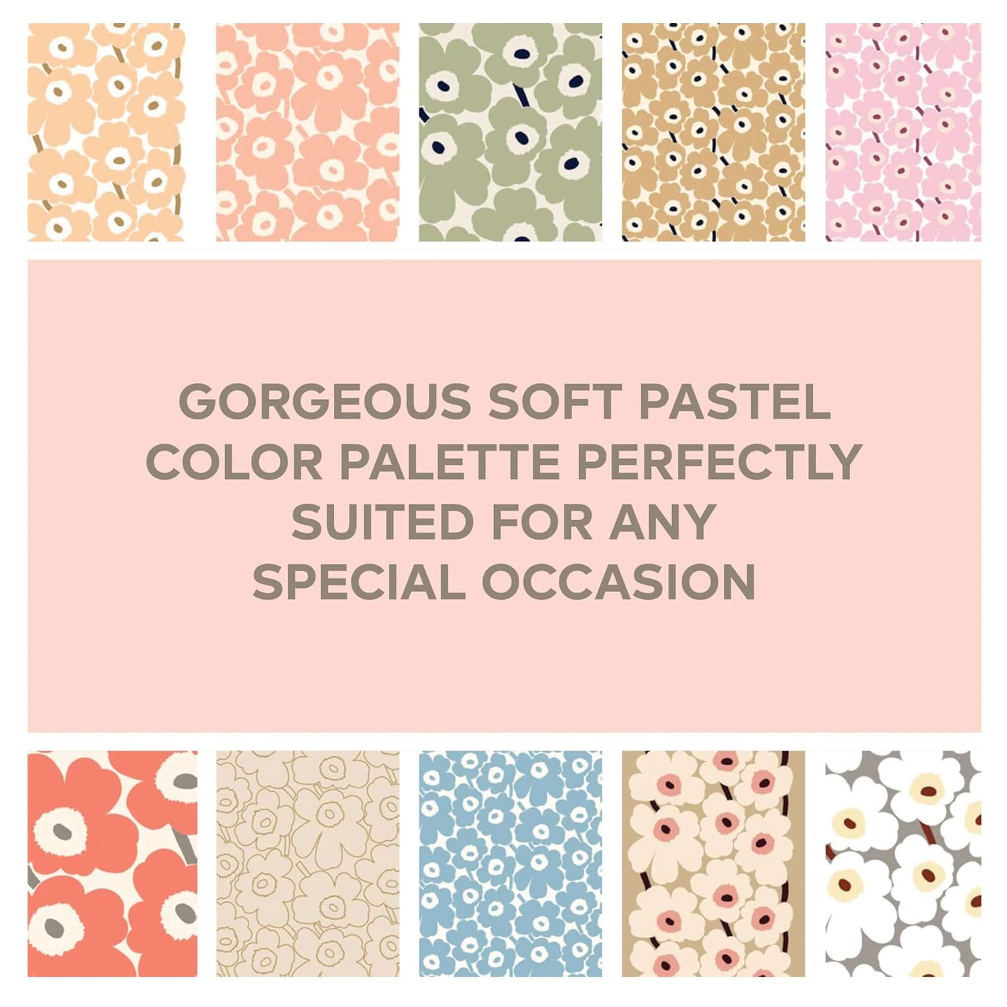Marimekko - Pastels Notecard & Envelope Set Unikko floral pastel notecards and envelopes, soft colour palette for special occasions