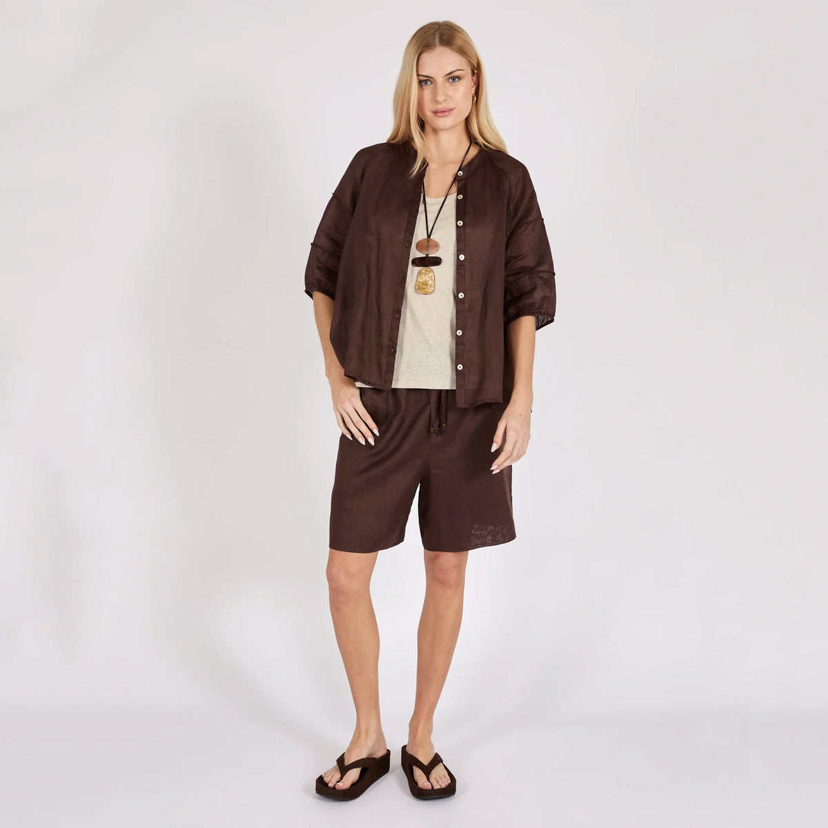 Marlow Cabana Blouse - Choc